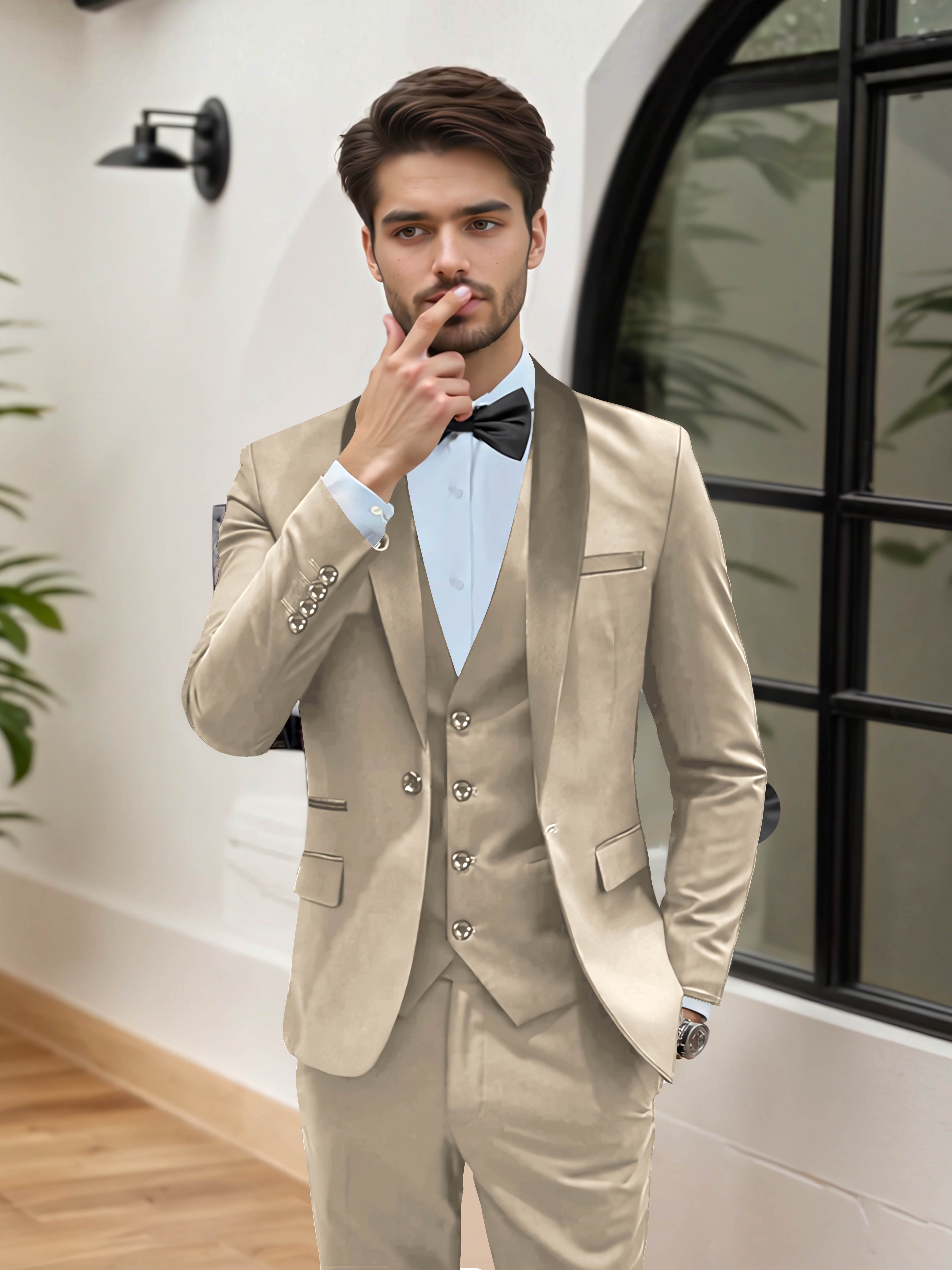 Elegant Men's Wedding Suit 3 Pieces One Button Formal Suits