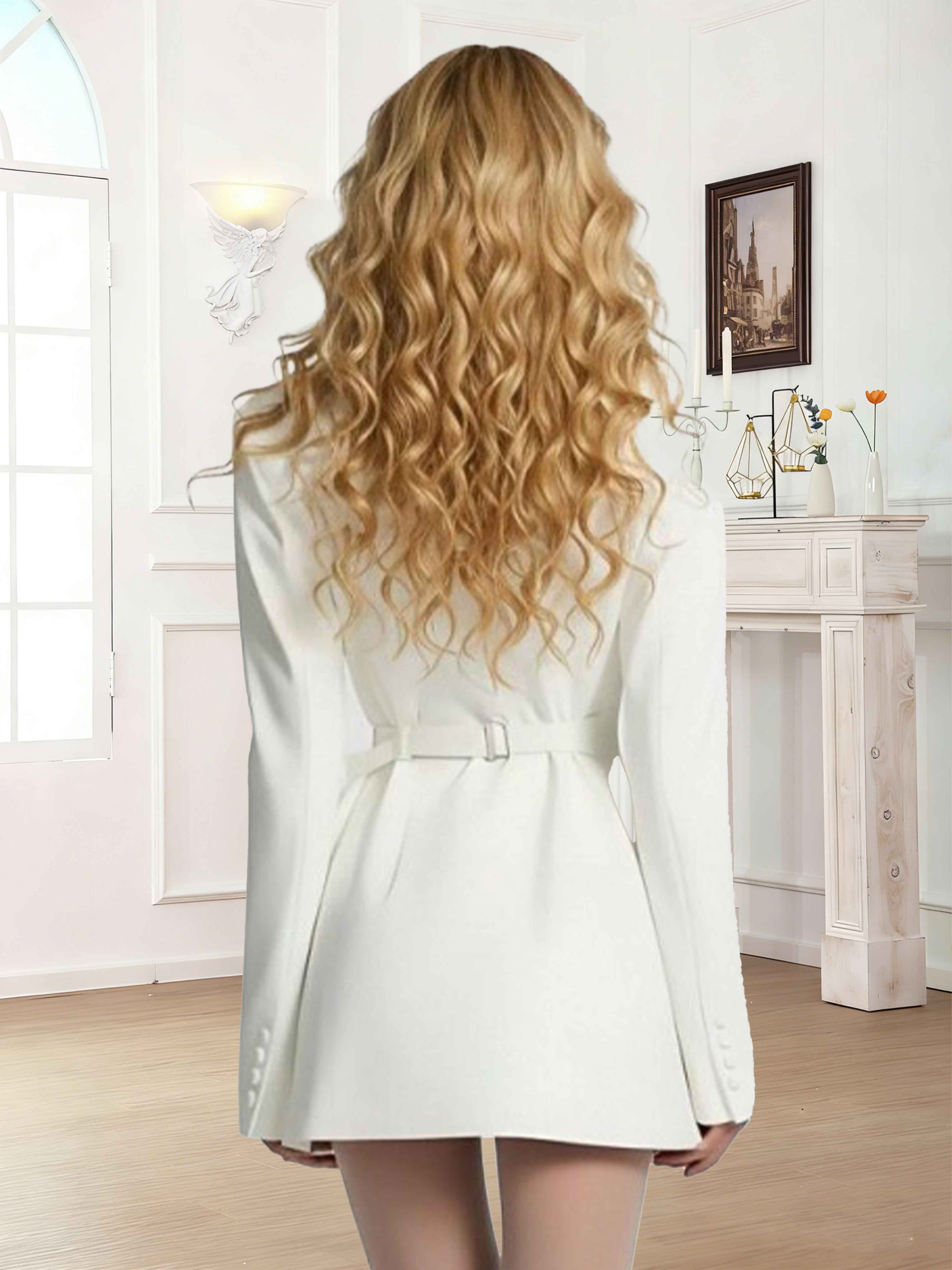 Elegant Women's Notch Lapel Double Breasted Guest Suit Jacket UK