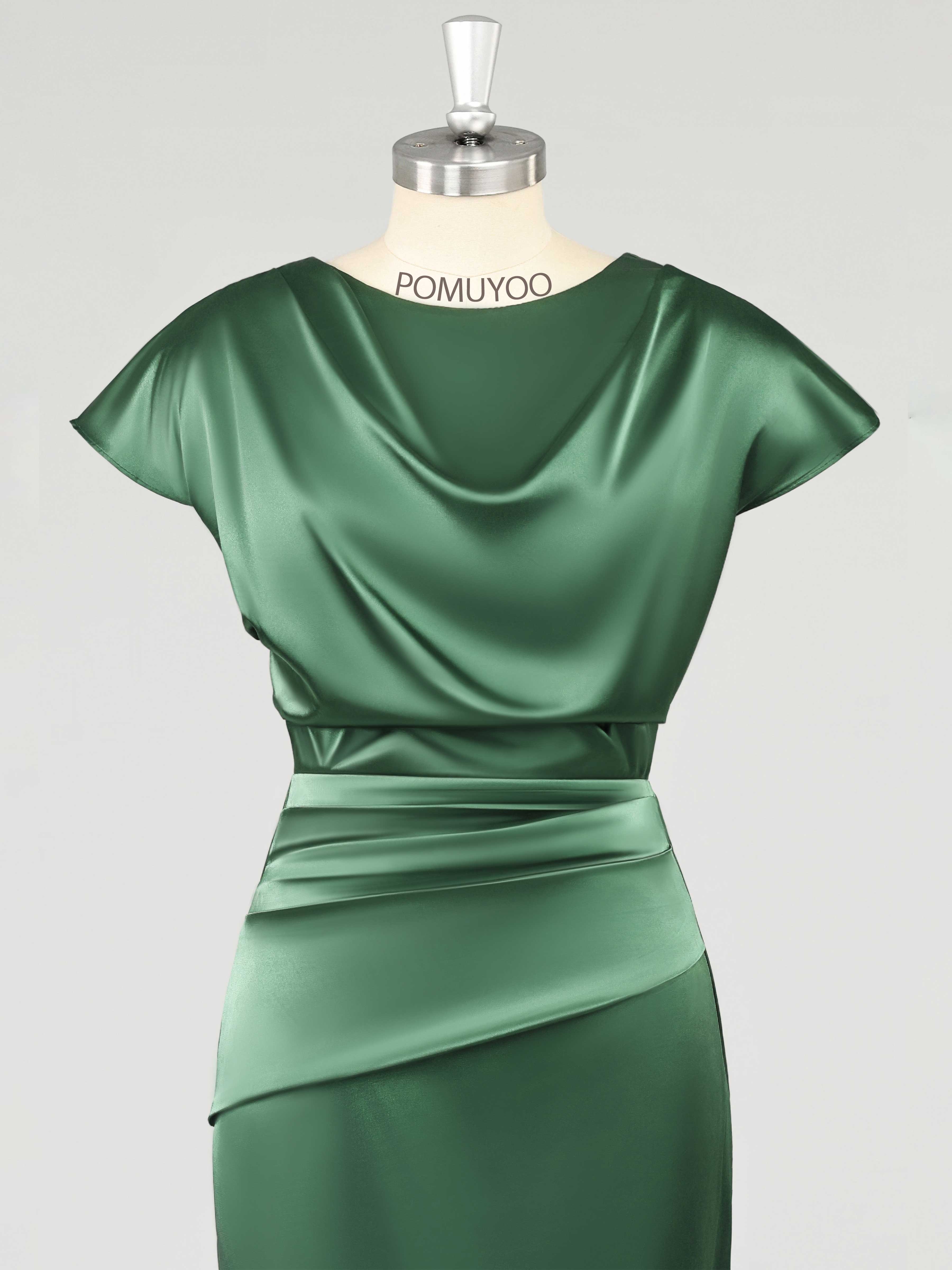 Elegant Sheath Scoop Floor Length Satin Mother of the Bride Dresses UK