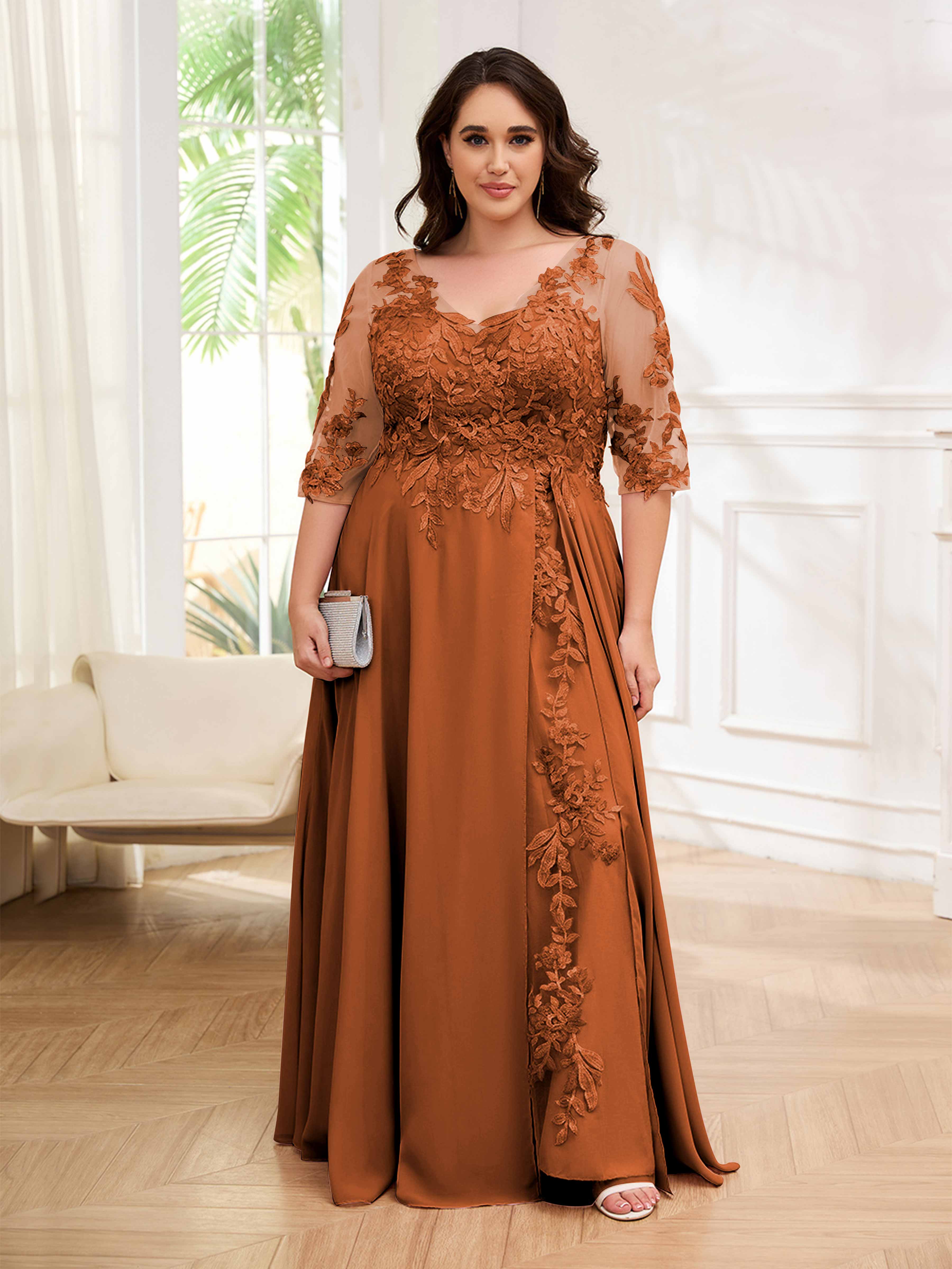 Orange plus size dress on sale