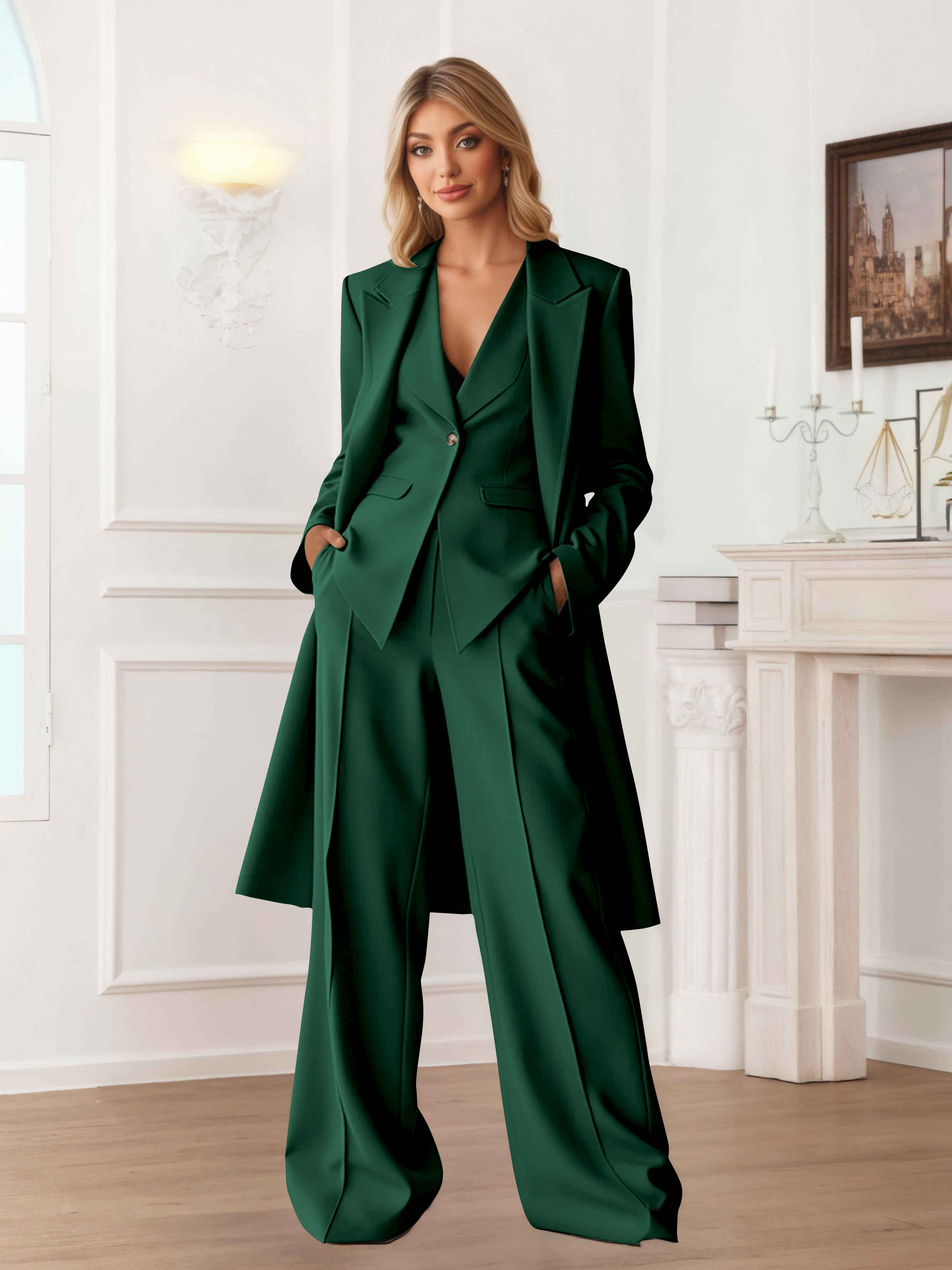 Elegant Women's 3 Pieces Casual Blazer and Pants Set UK
