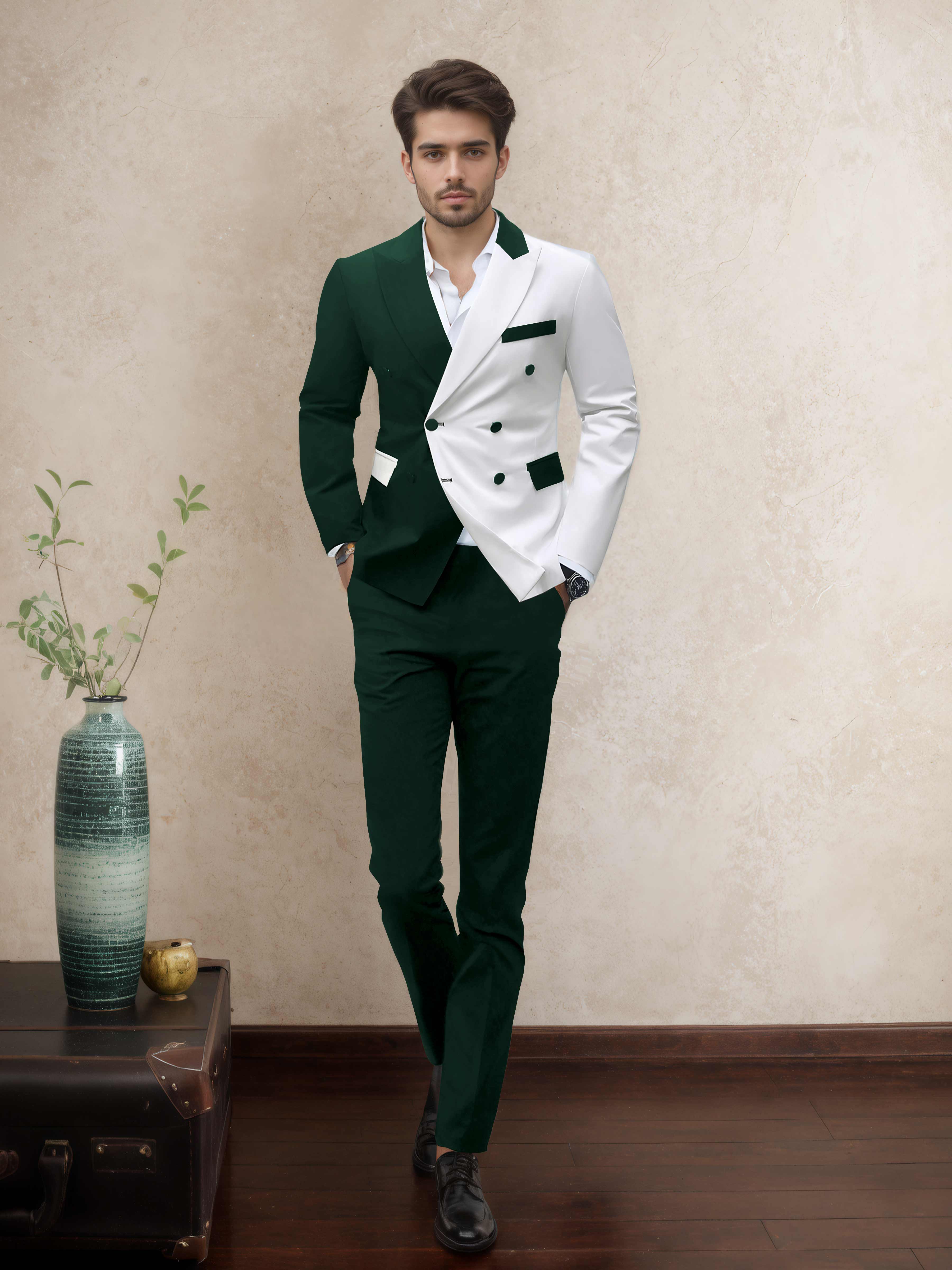 Sophisticated 2 Pieces Men’s Evening Suit Tailored Fit Double Breasted