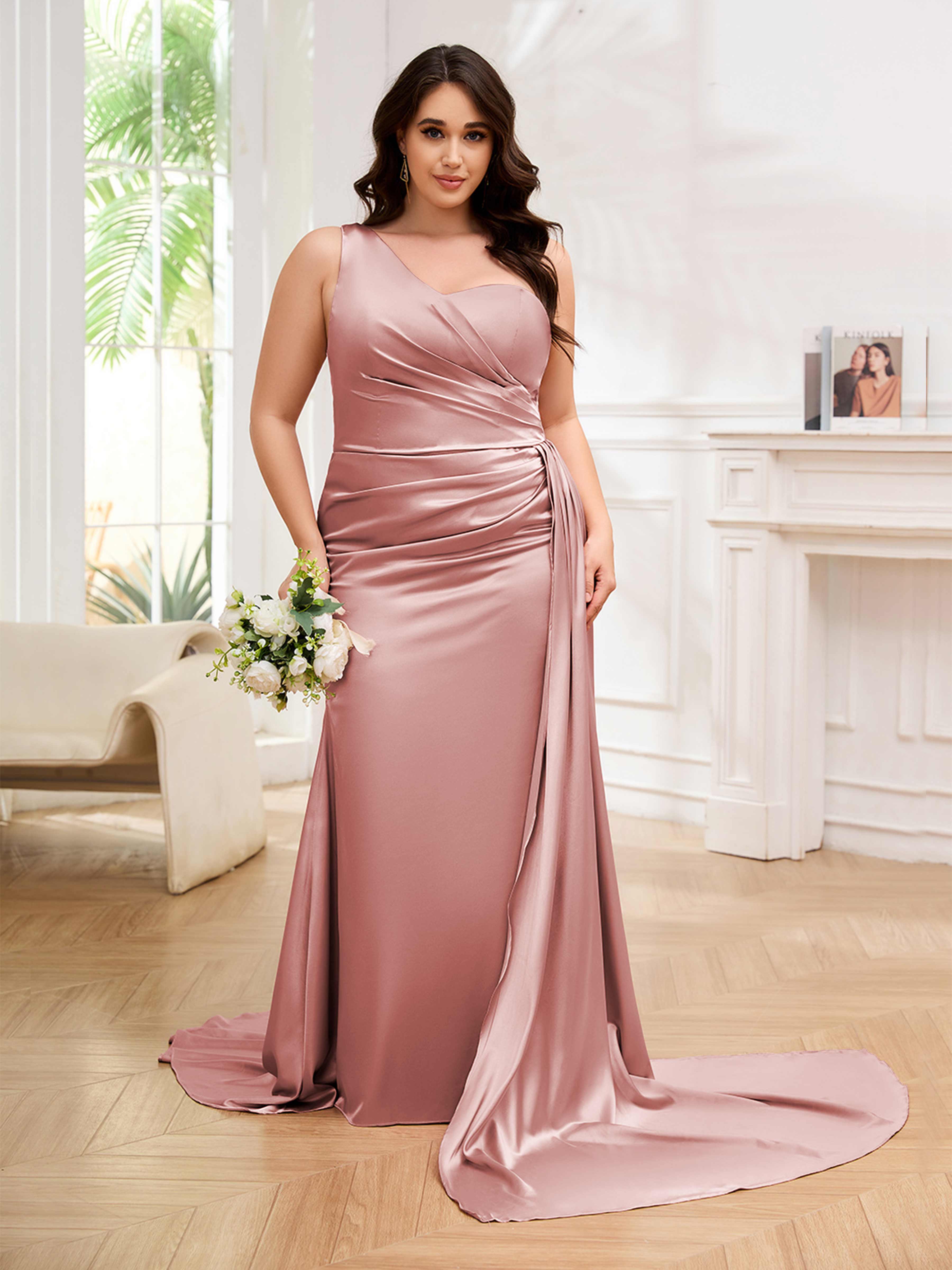 Plus size dusty rose evening dress best sale