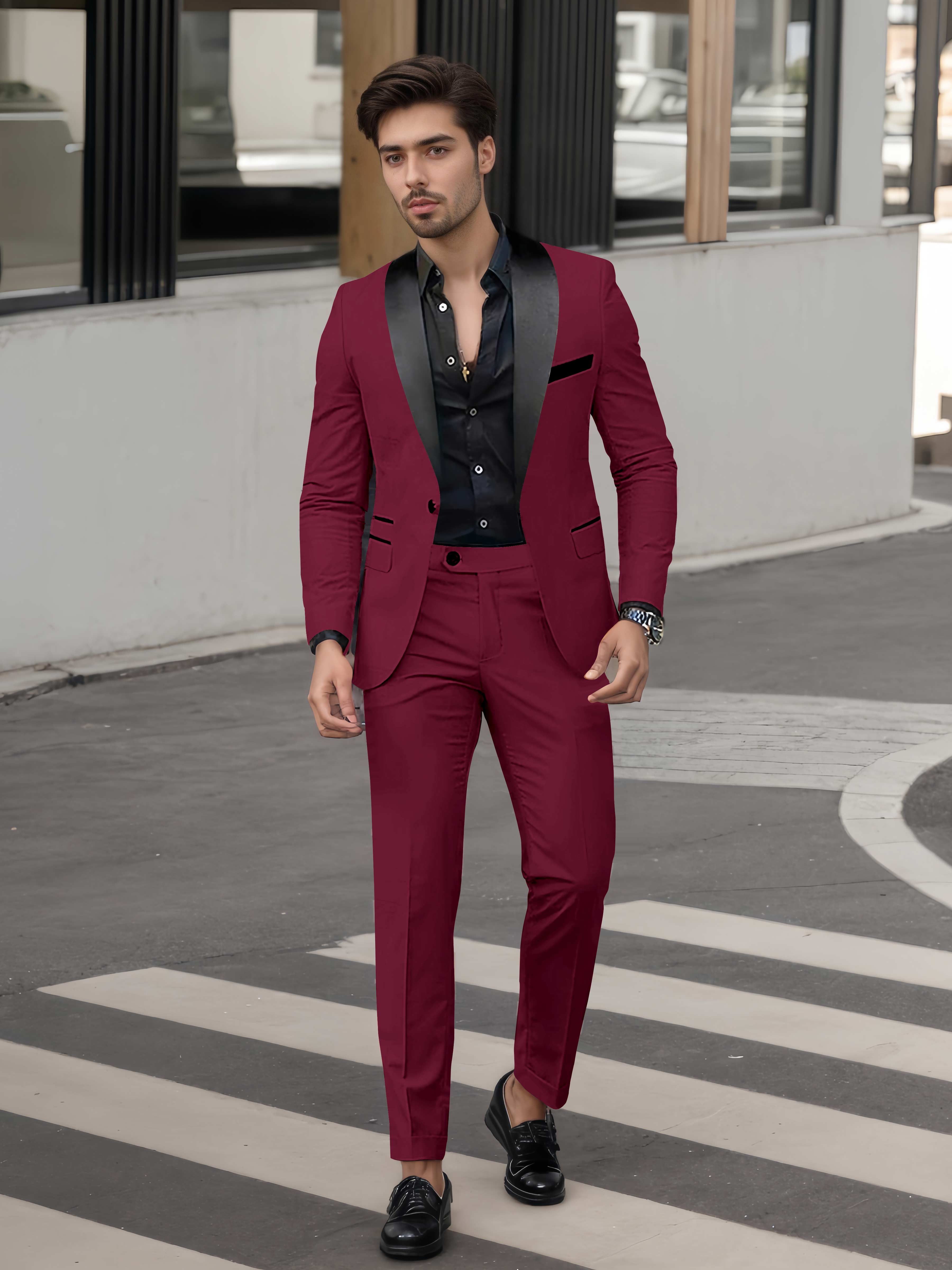 Fashion Forward Men's Casual Suit 2 Pieces One Button Formal Suits