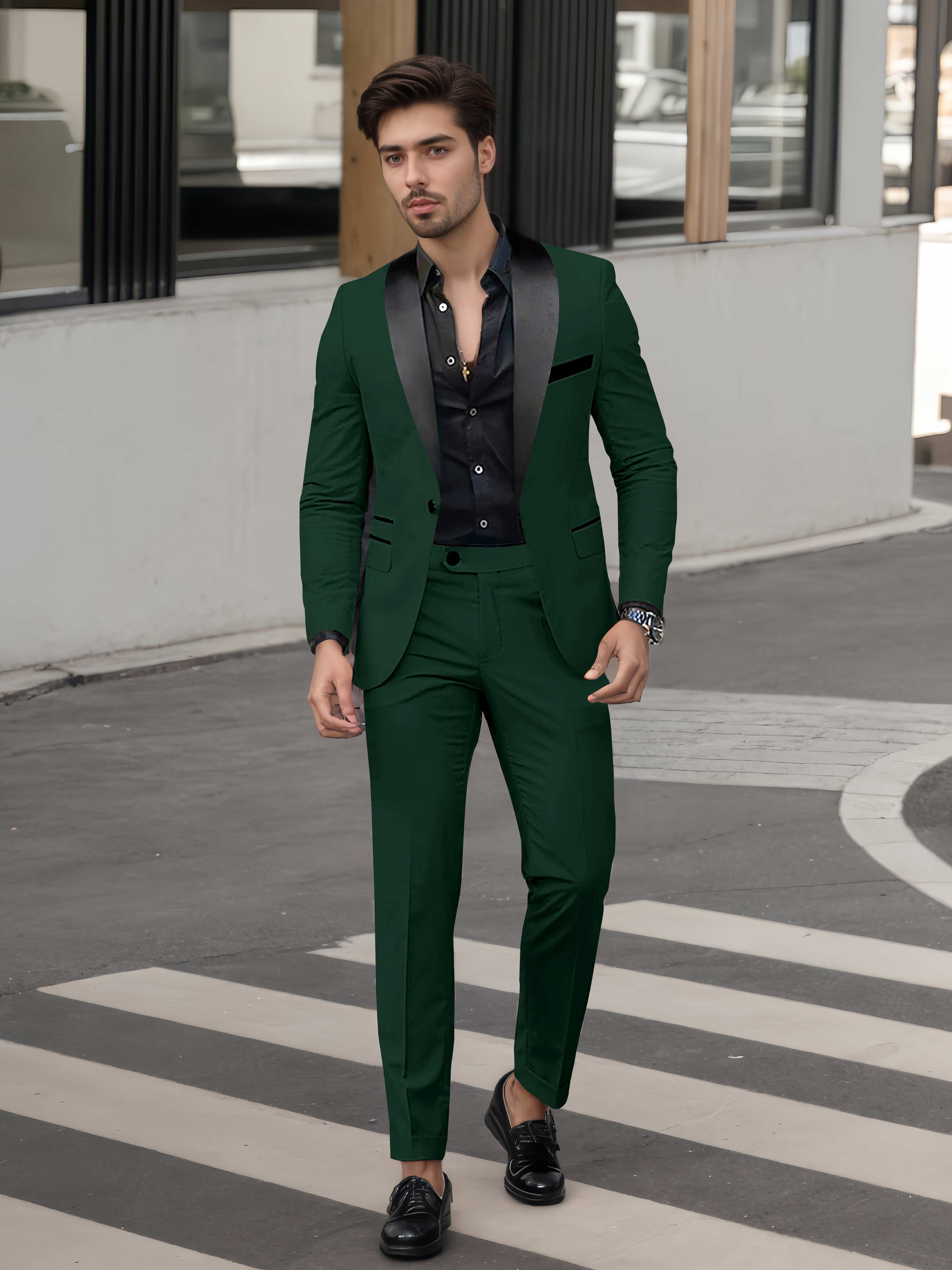 Fashion Forward Men's Casual Suit 2 Pieces One Button Formal Suits
