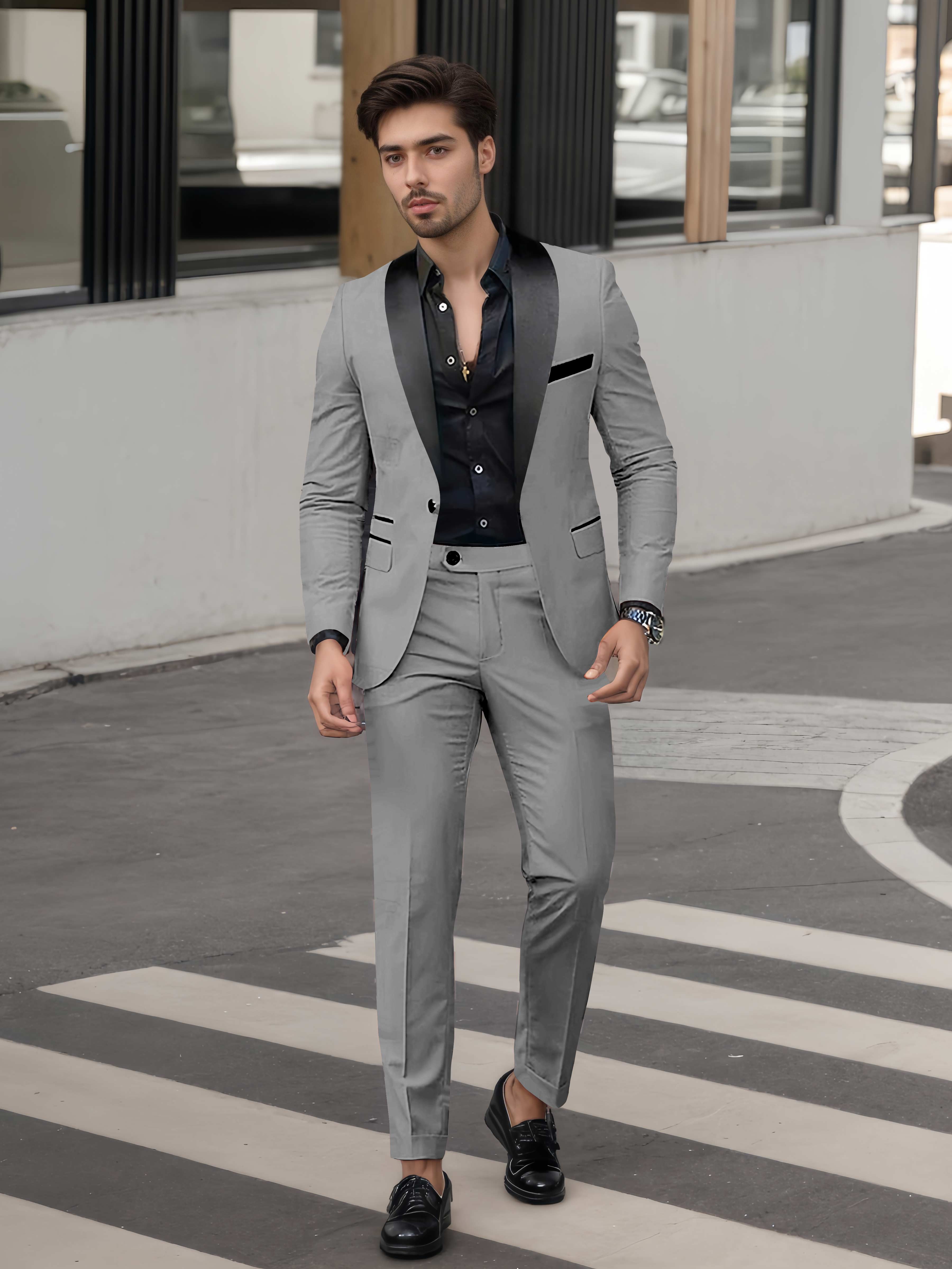 Fashion Forward Men's Casual Suit 2 Pieces One Button Formal Suits