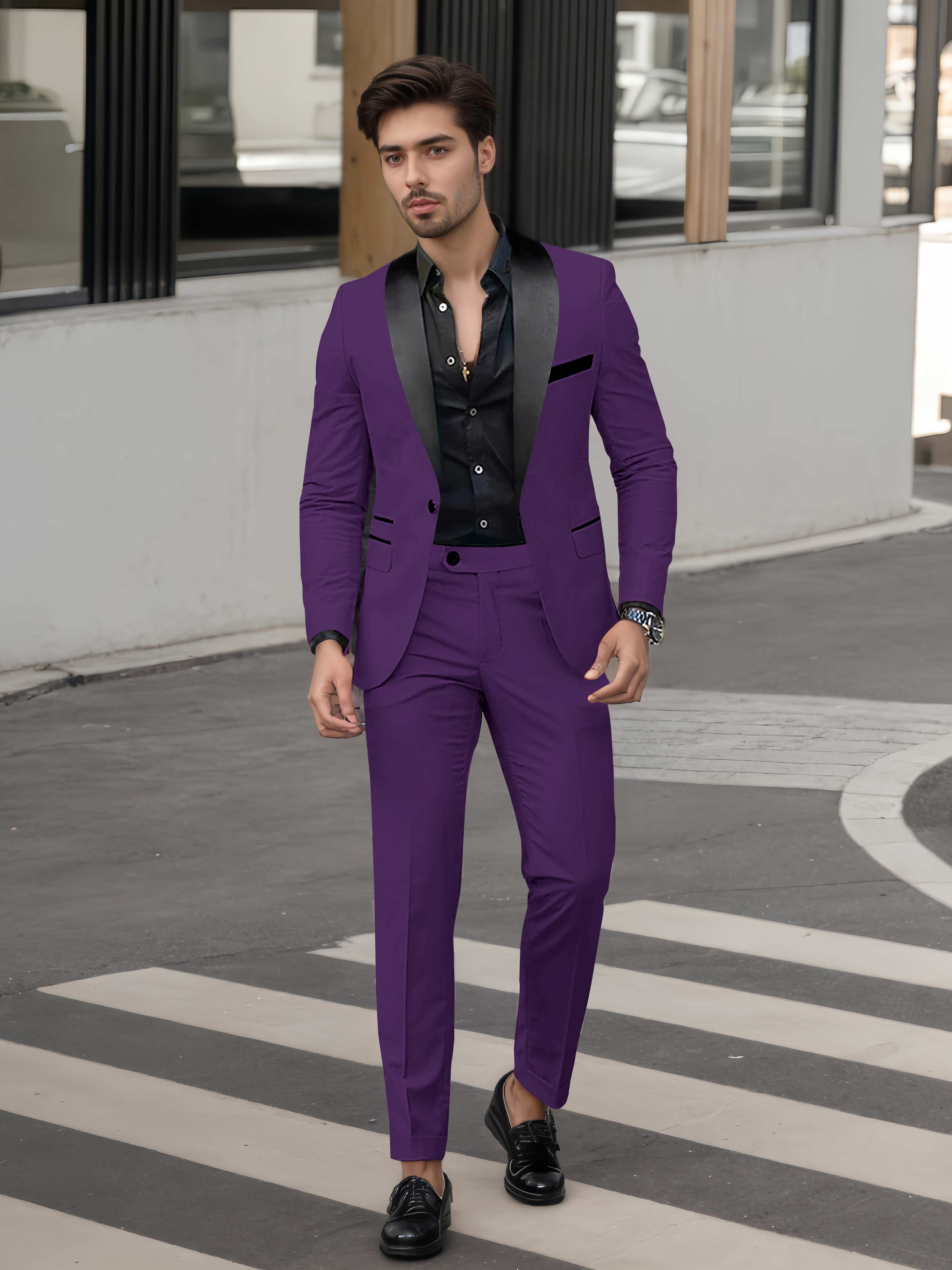 Fashion Forward Men's Casual Suit 2 Pieces One Button Formal Suits