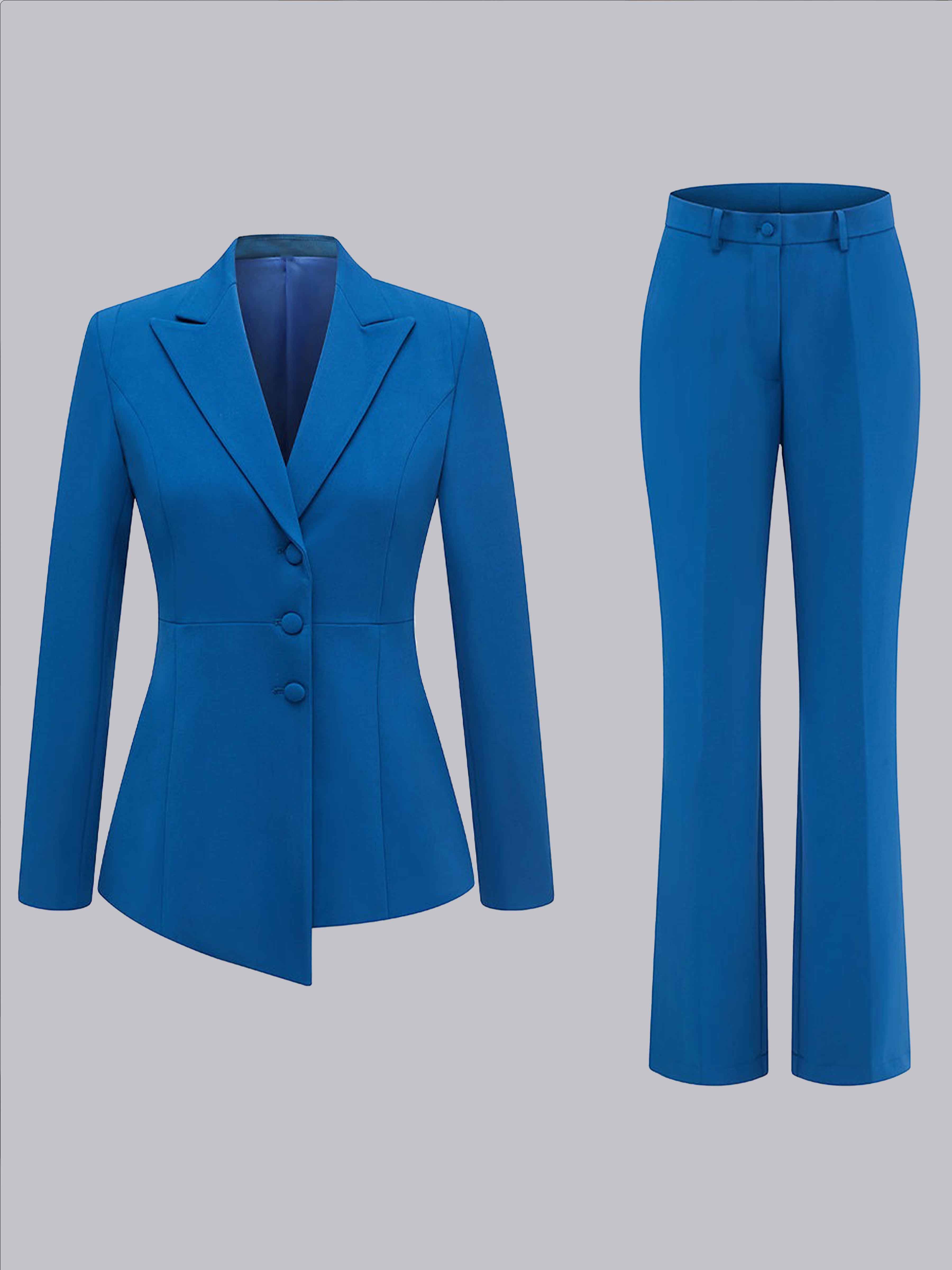 Fashion Women's 3 Buttons Wedding Blazer and Pants Suit Set UK