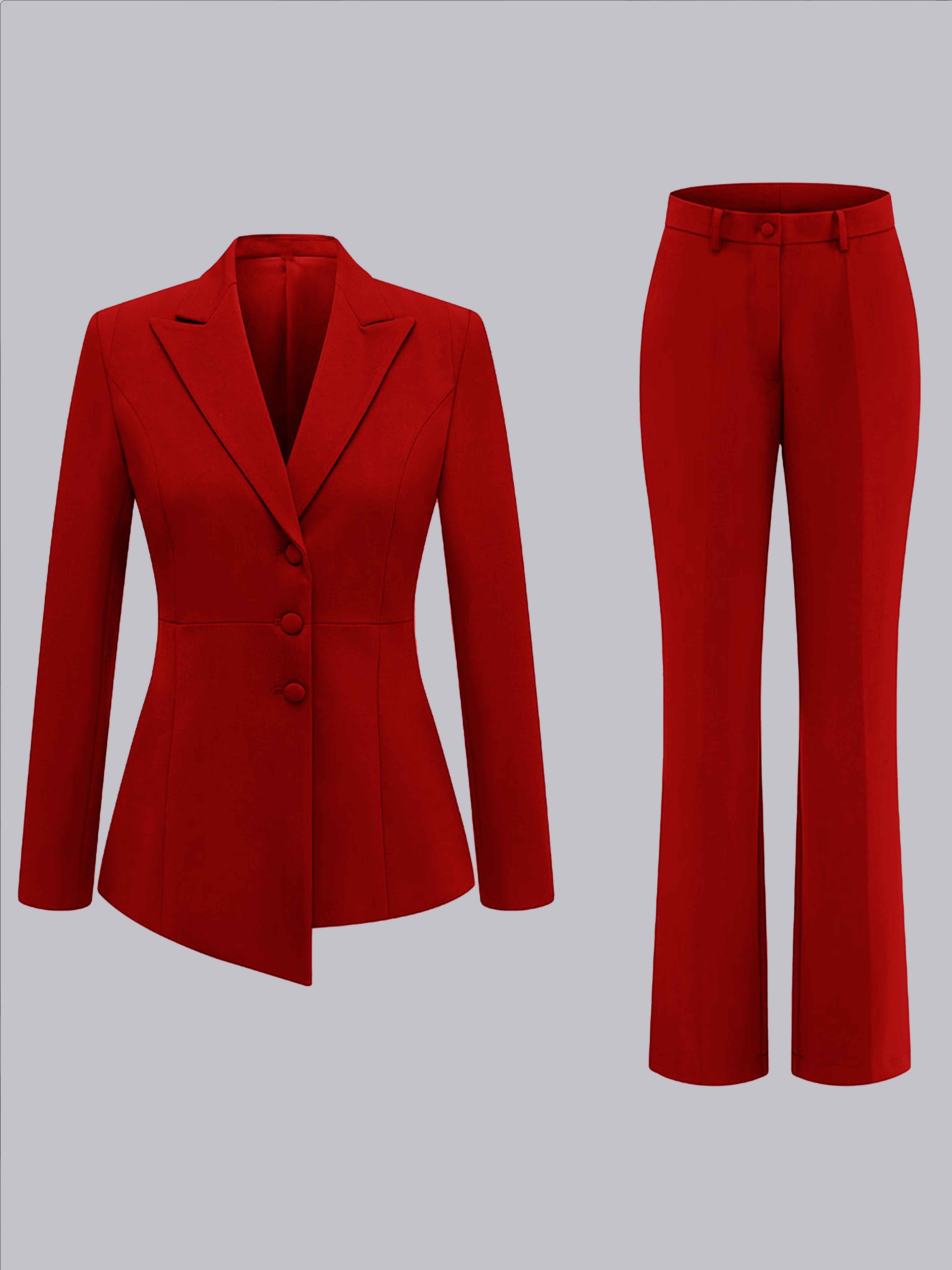Fashion Women's 3 Buttons Wedding Blazer and Pants Suit Set UK