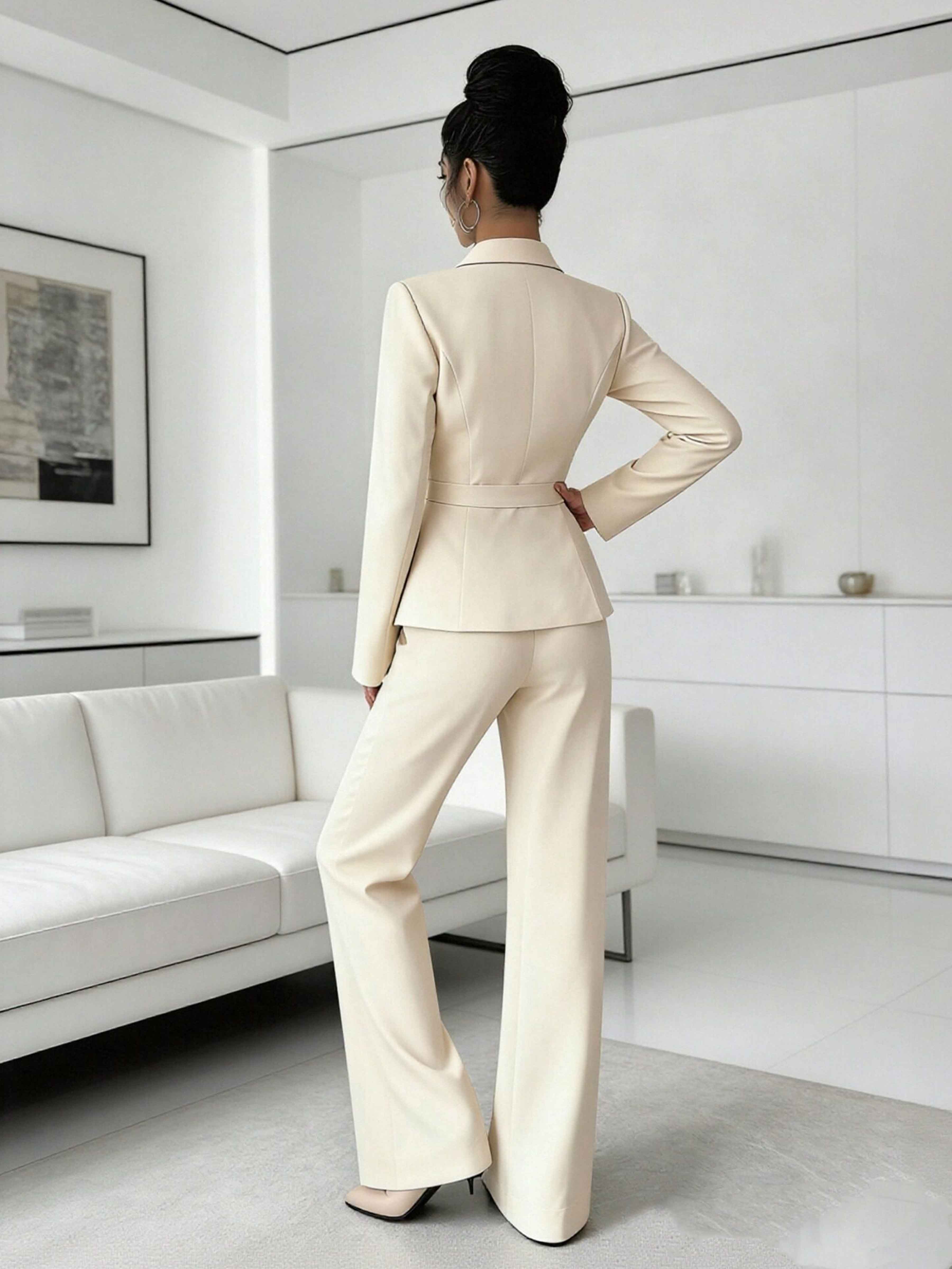 Feminine Women's 2 Pieces Uni One Button Formal Guest Suit UK