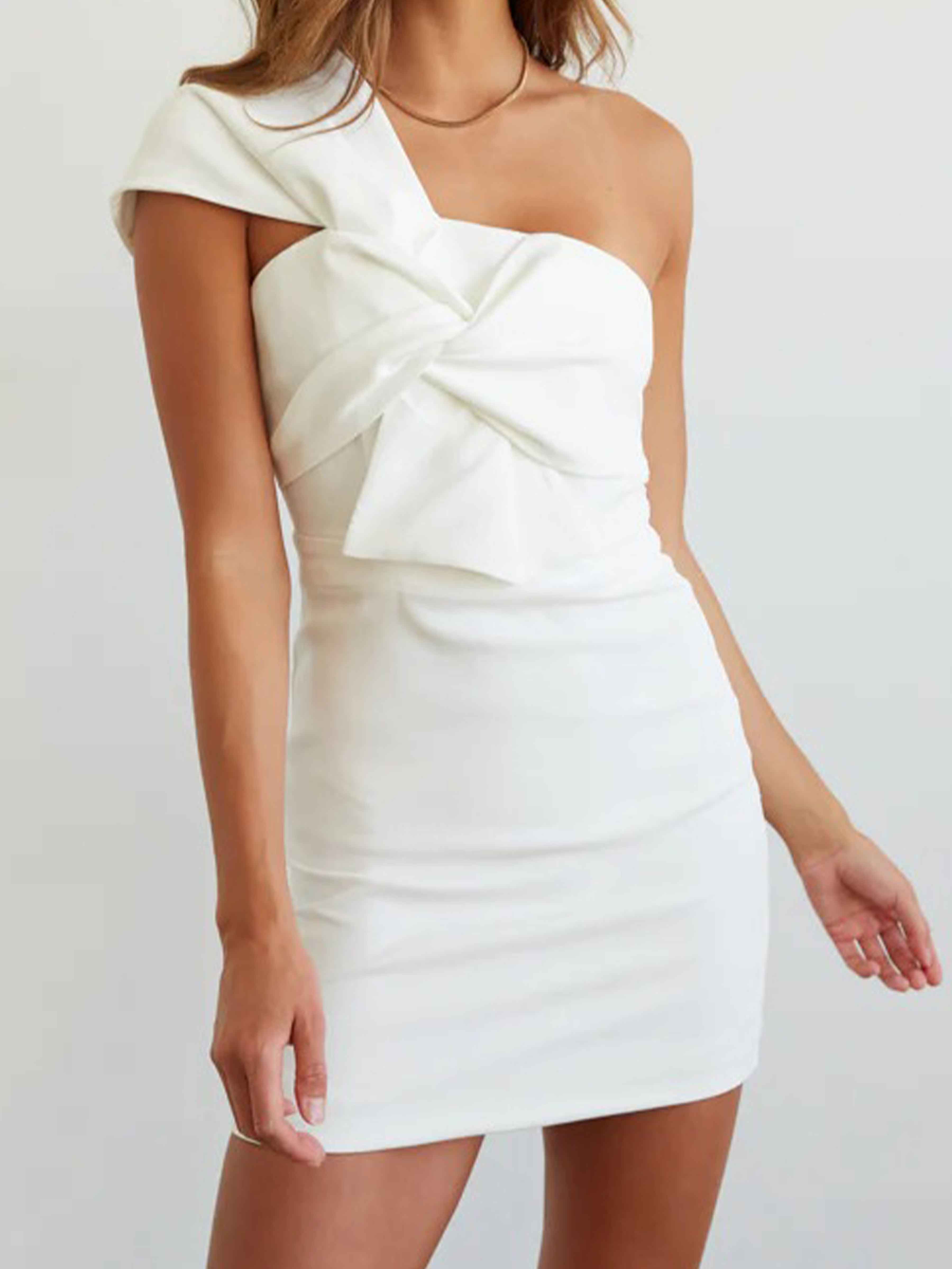 Fiorella Trandy One Shoulder Twist Bodycon Mini Dresses