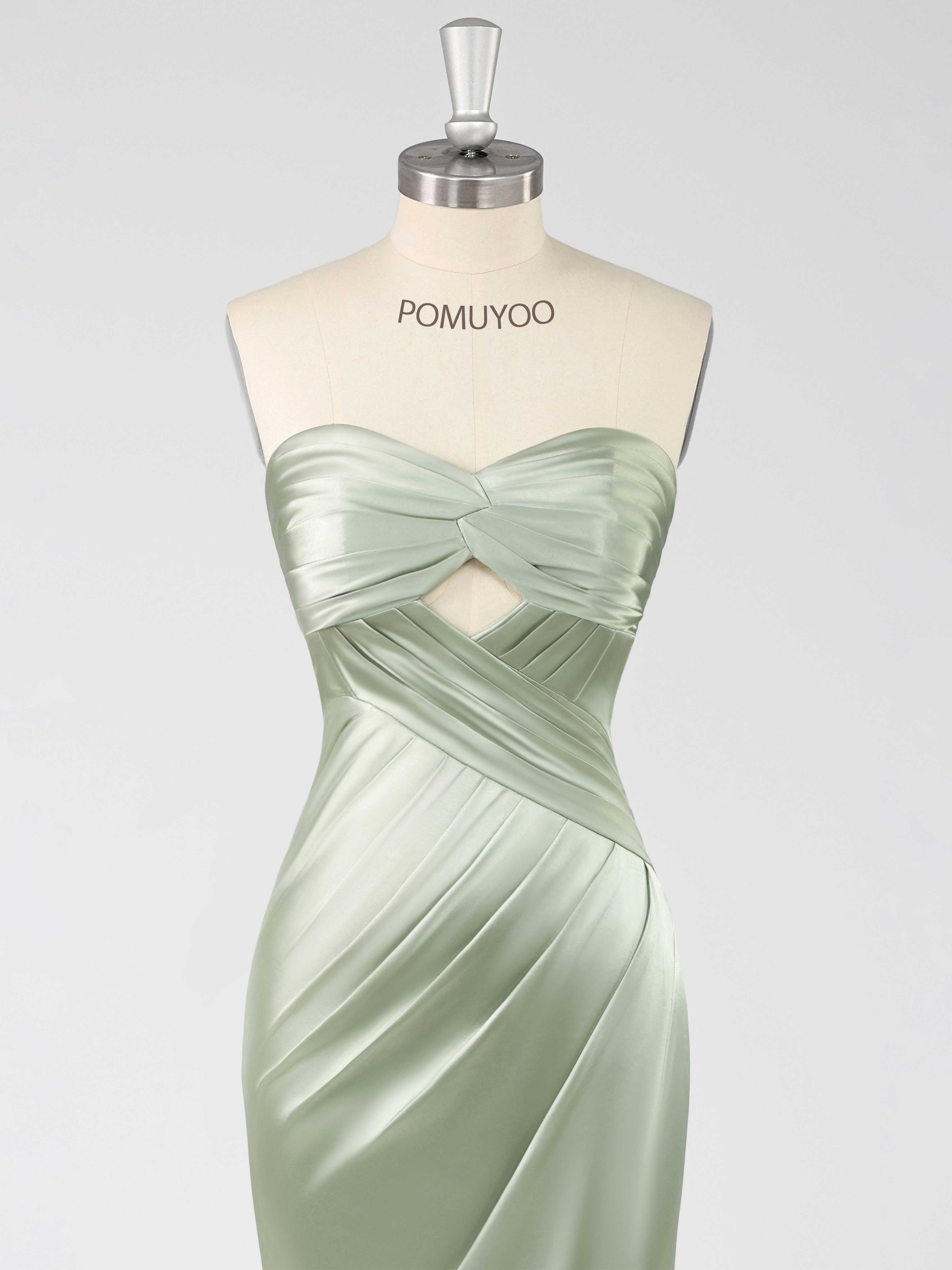 Glamorous Mermaid Sweetheart Ruched Long Satin Prom Dress with Slit UK