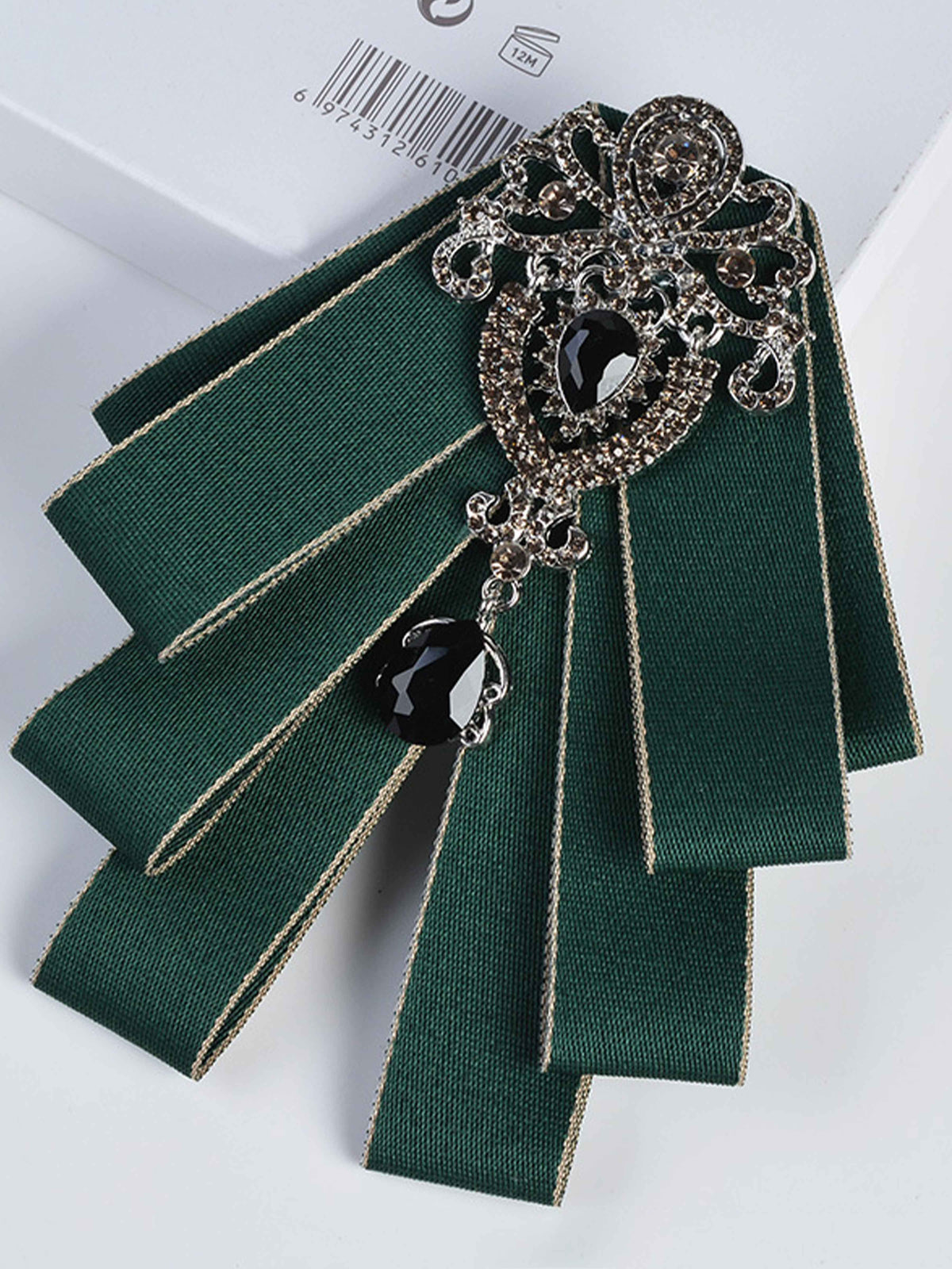 Men's Rhinestone Ribbon Lapel Brooch – Formal Suit Accessory UK