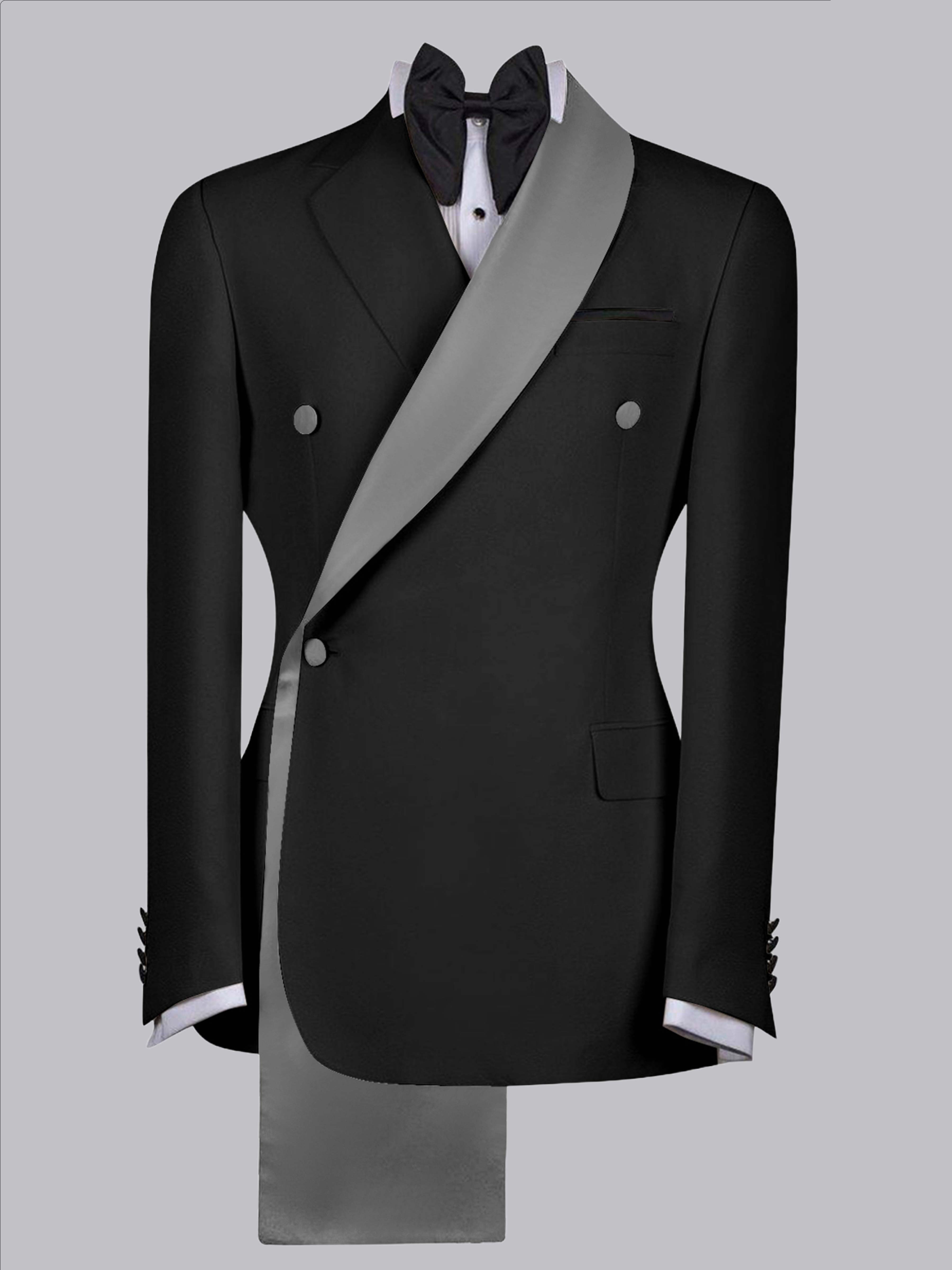 Handsome Men's Contrast Trim Shawl Lapel One Button Suit Jacket