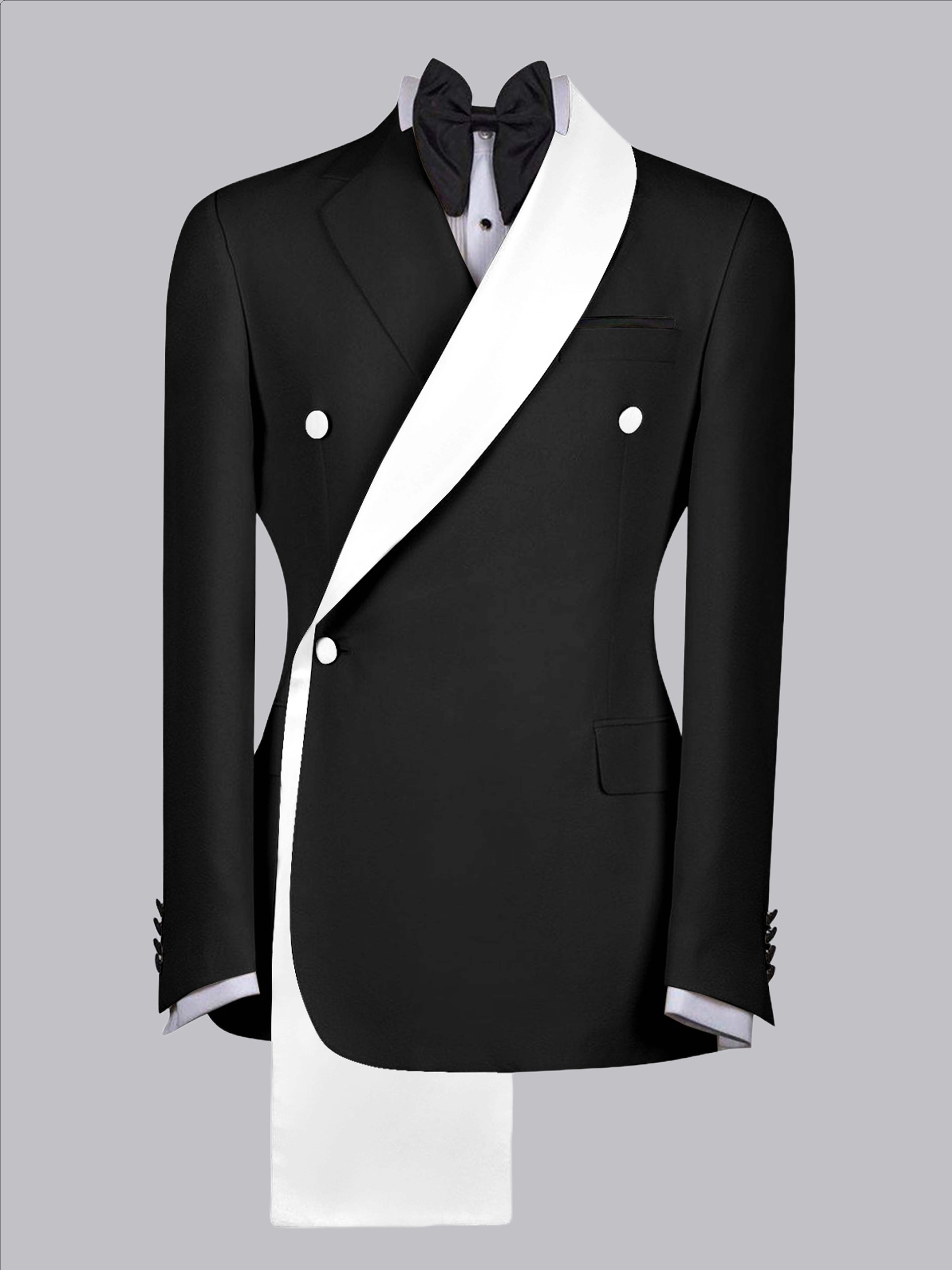 Handsome Men's Contrast Trim Shawl Lapel One Button Suit Jacket