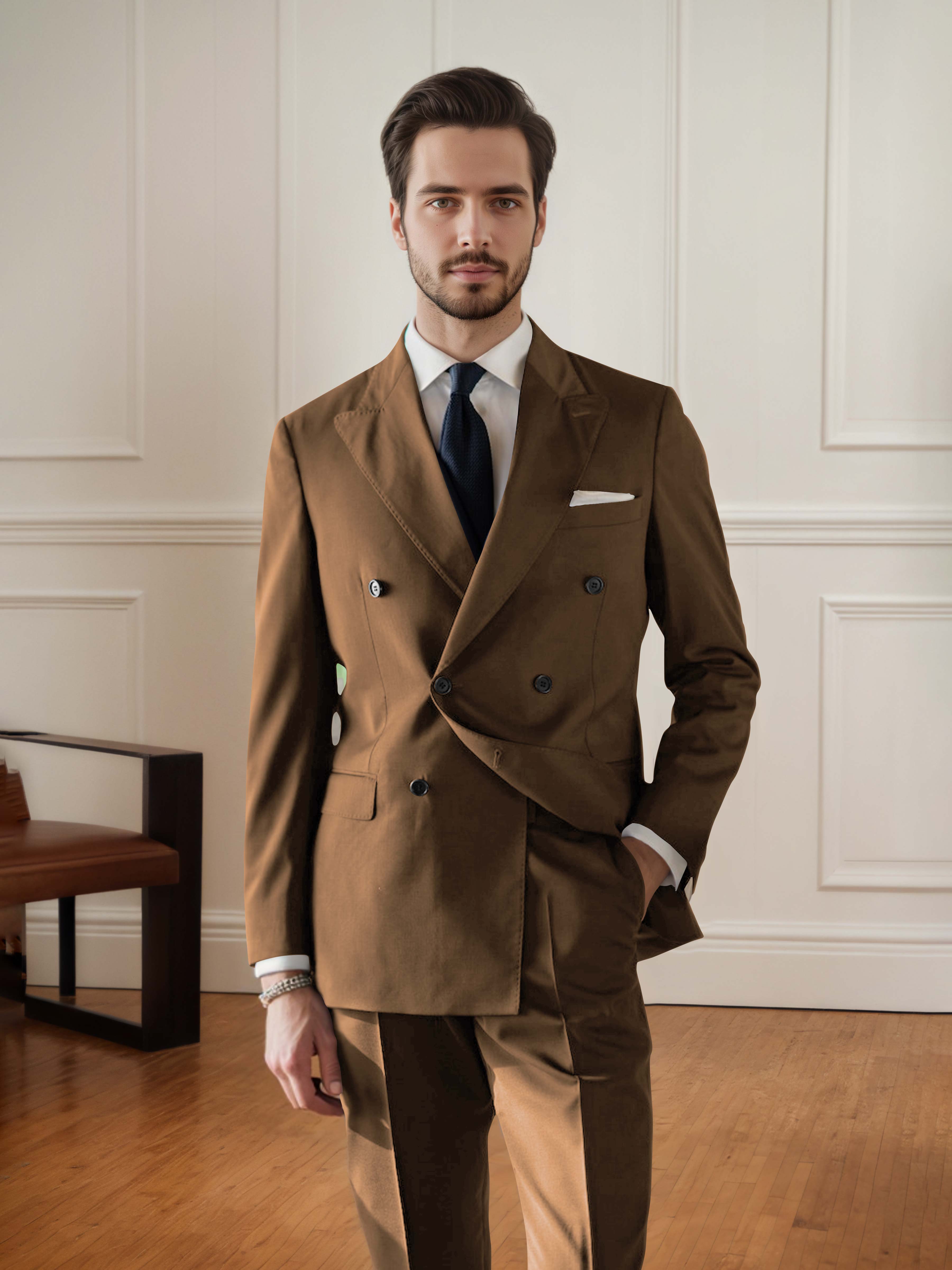 Handsome Men's Double Breasted 2 pieces Wedding & Business Suit