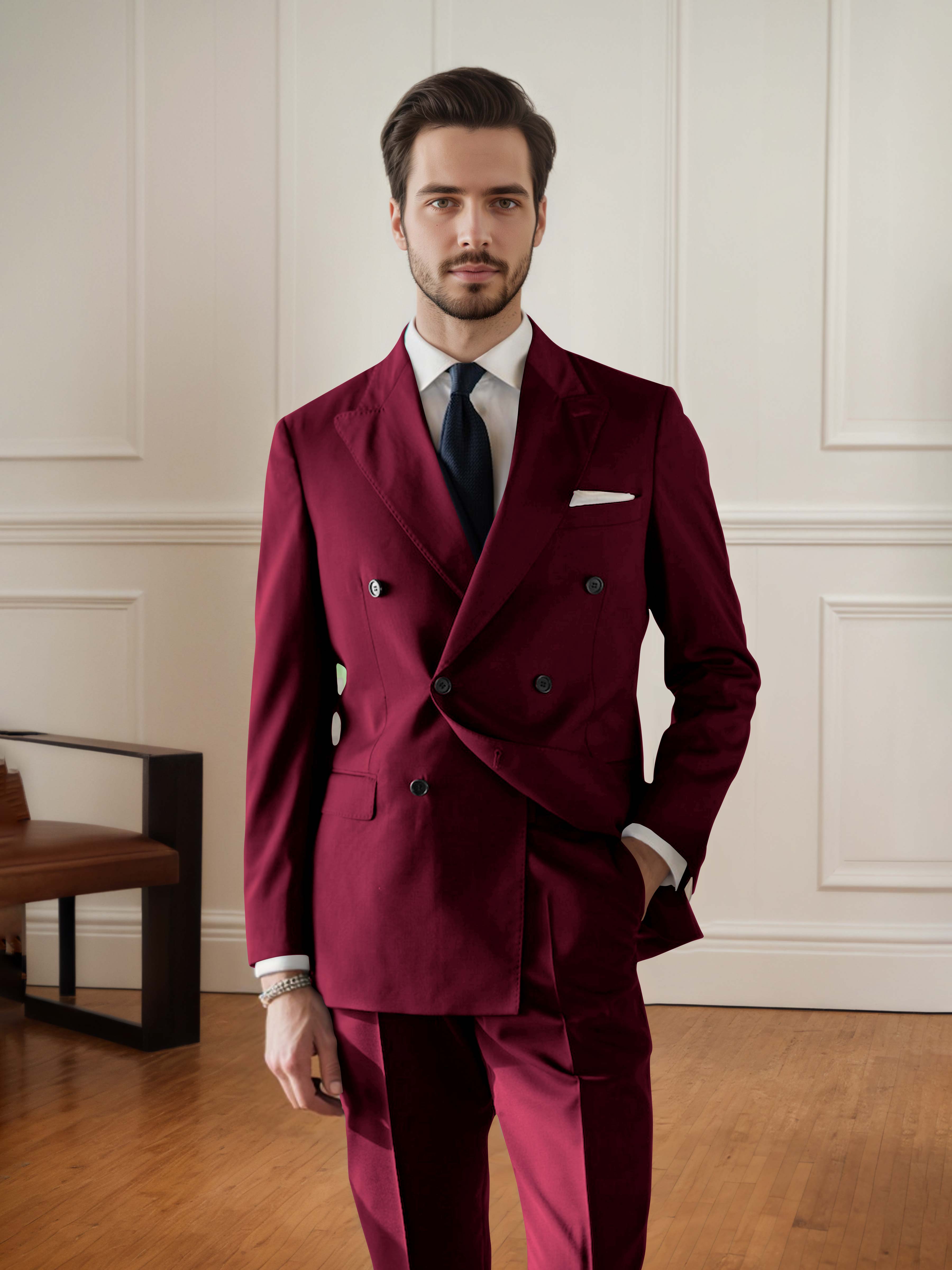 Handsome Men's Double Breasted 2 pieces Wedding & Business Suit