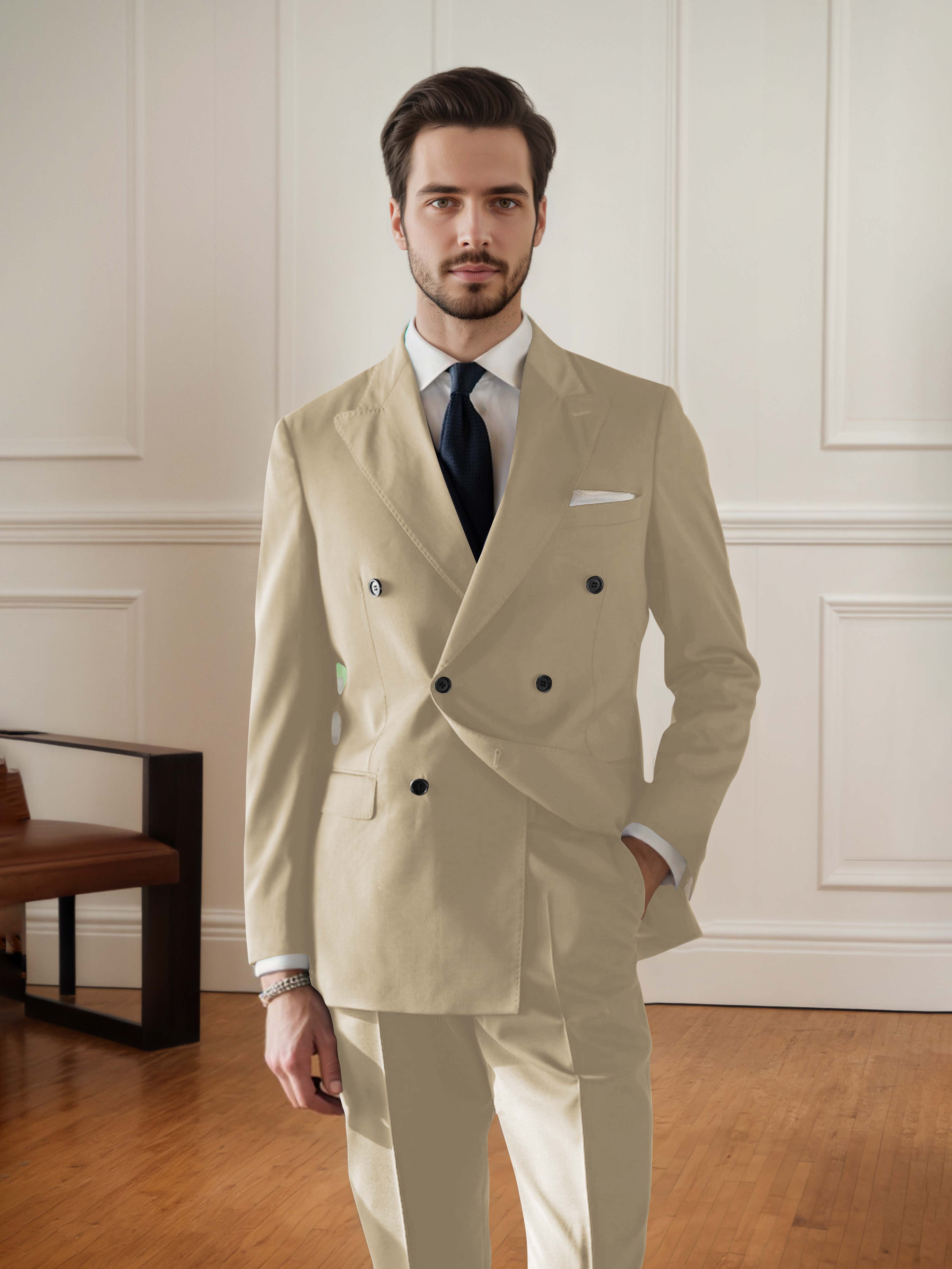 Handsome Men's Double Breasted 2 pieces Wedding & Business Suit