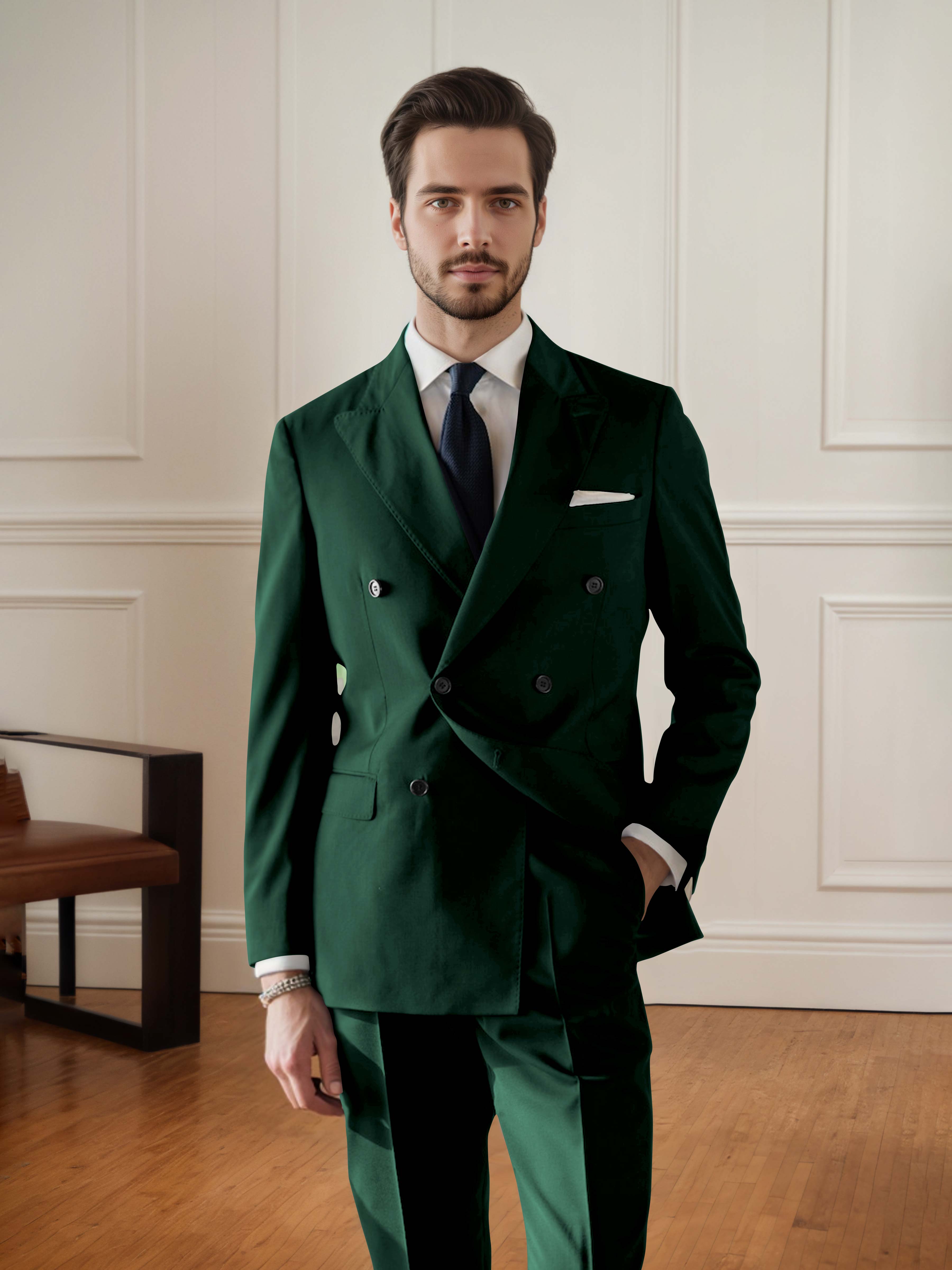 Handsome Men's Double Breasted 2 pieces Wedding & Business Suit