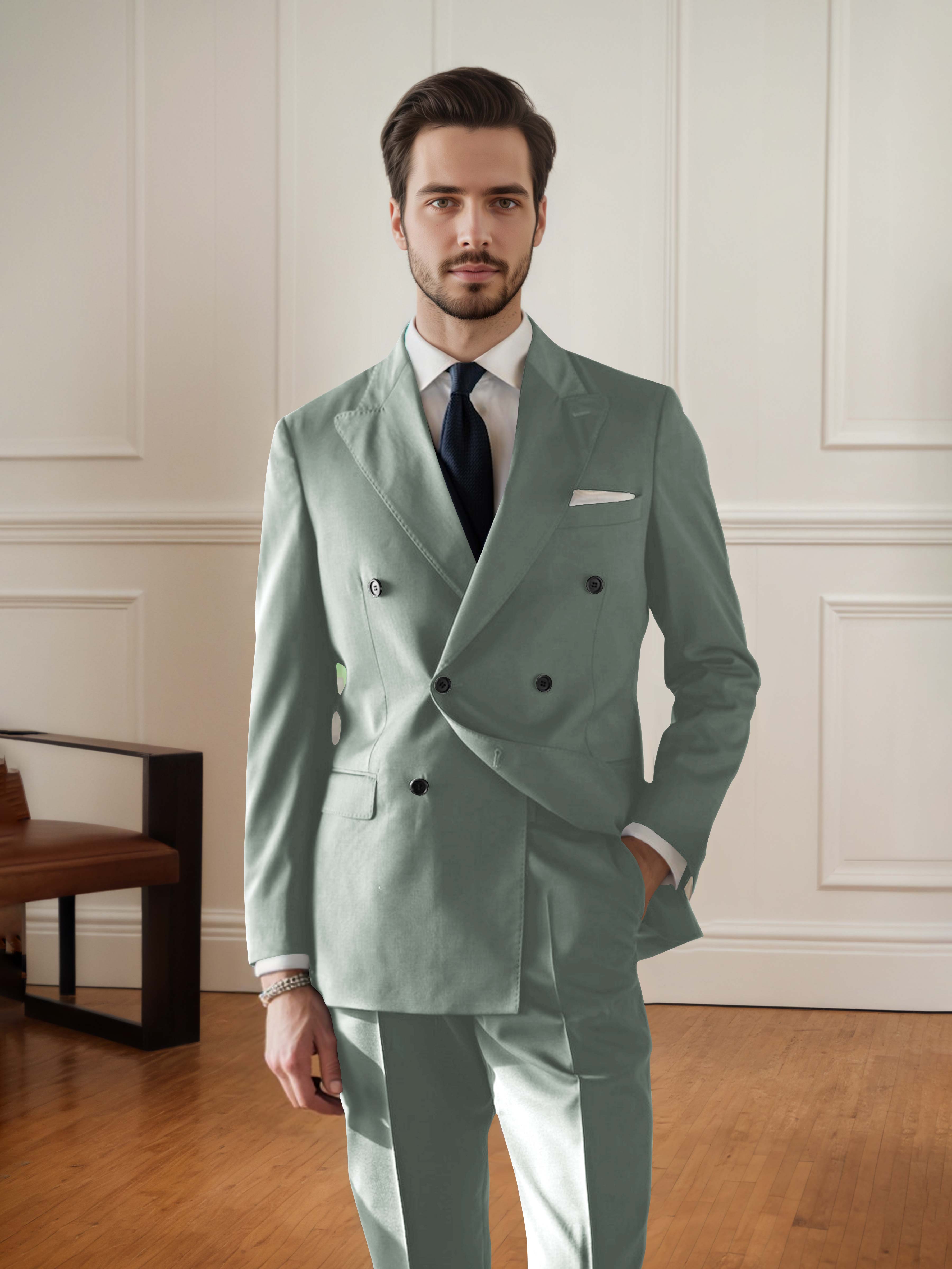 Handsome Men's Double Breasted 2 pieces Wedding & Business Suit