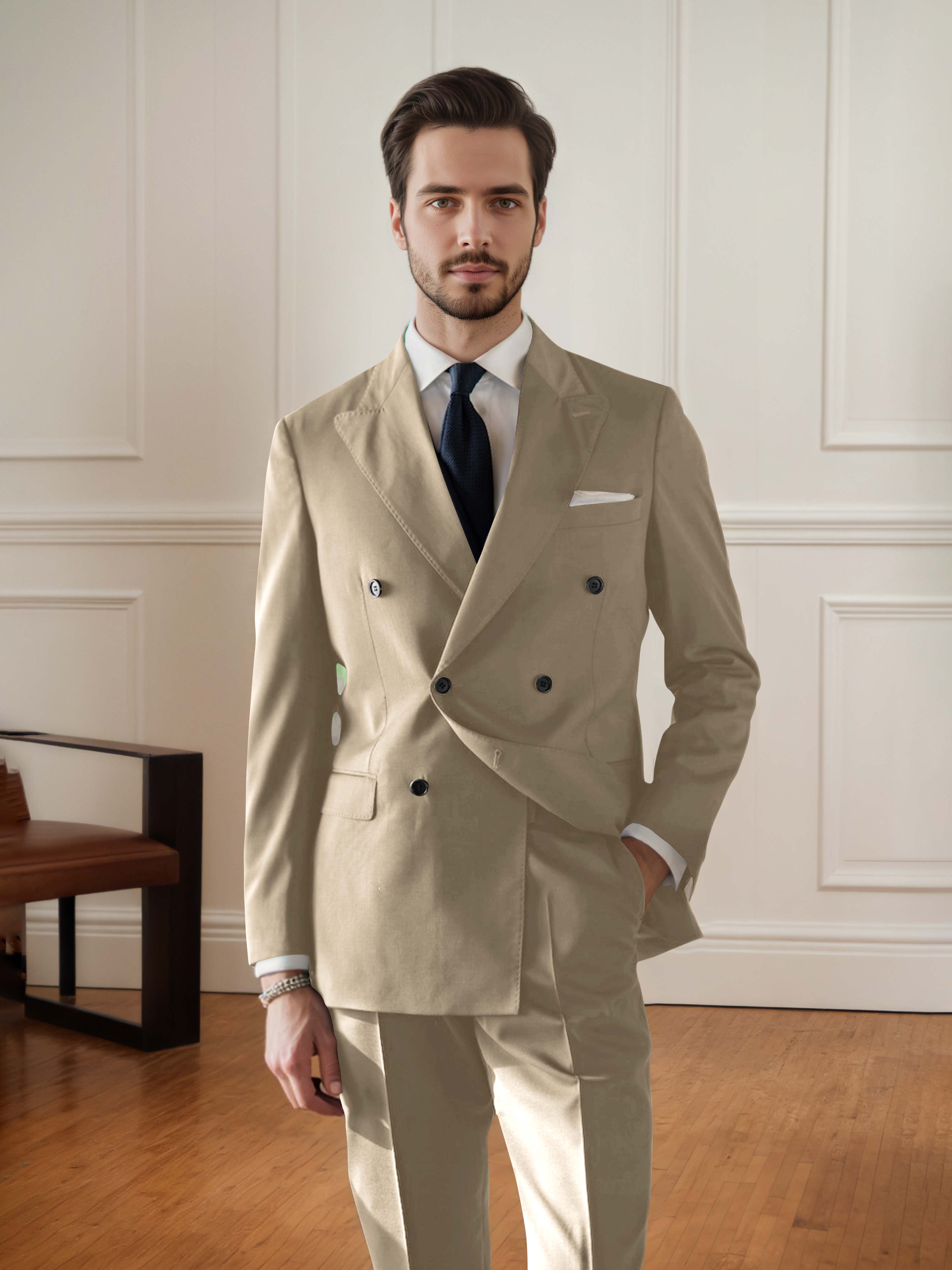 Handsome Men's Double Breasted 2 pieces Wedding & Business Suit