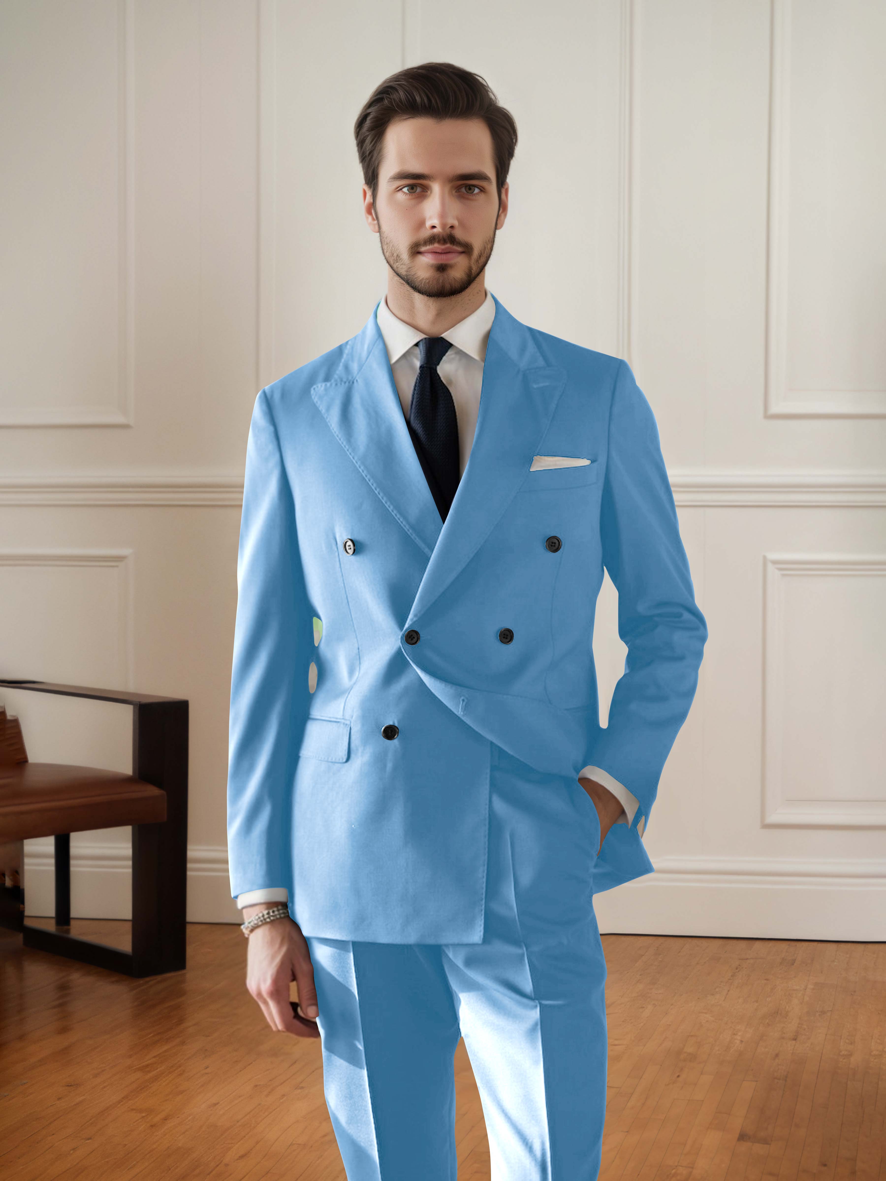 Handsome Men's Double Breasted 2 pieces Wedding & Business Suit