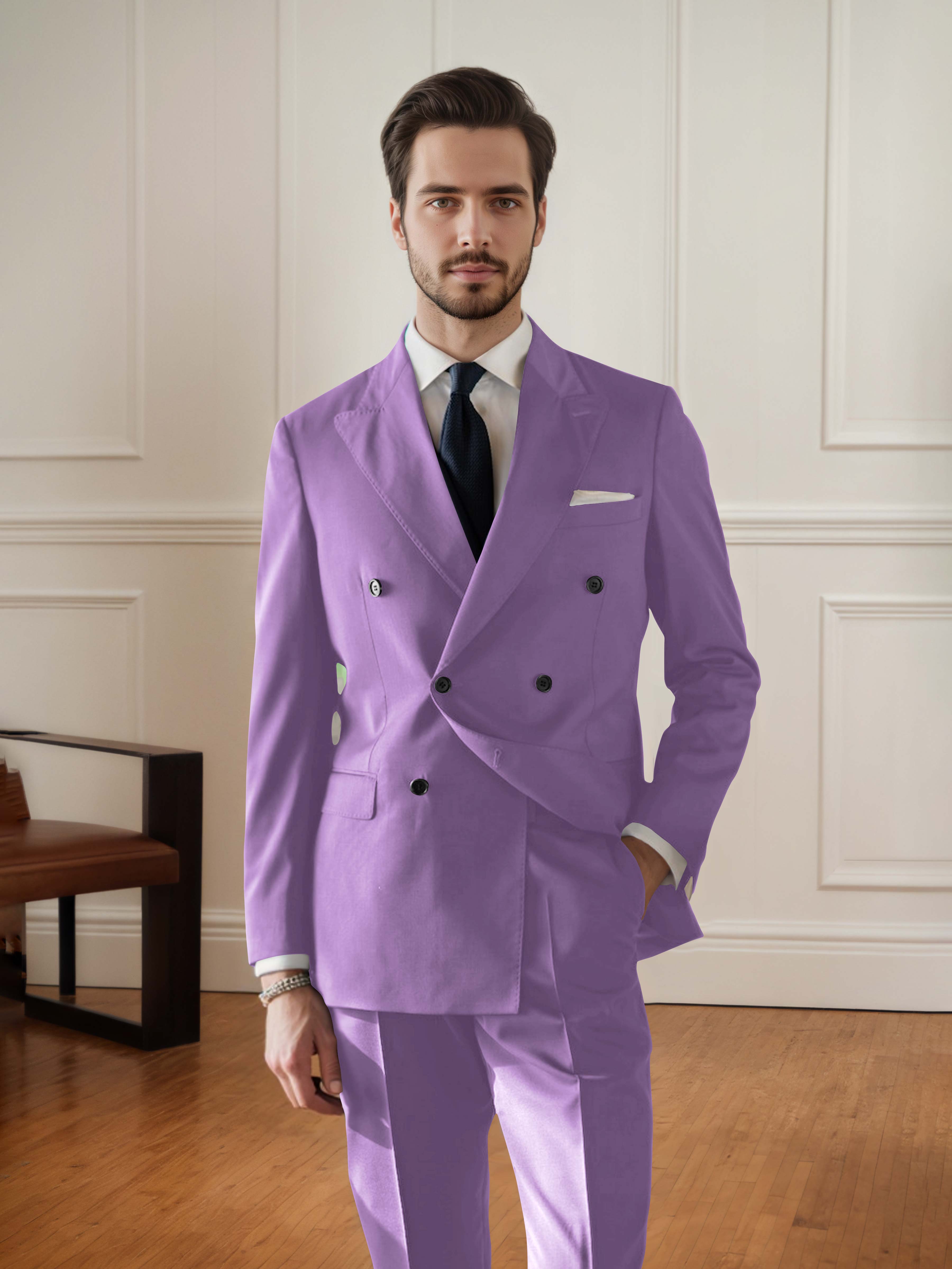 Handsome Men's Double Breasted 2 pieces Wedding & Business Suit