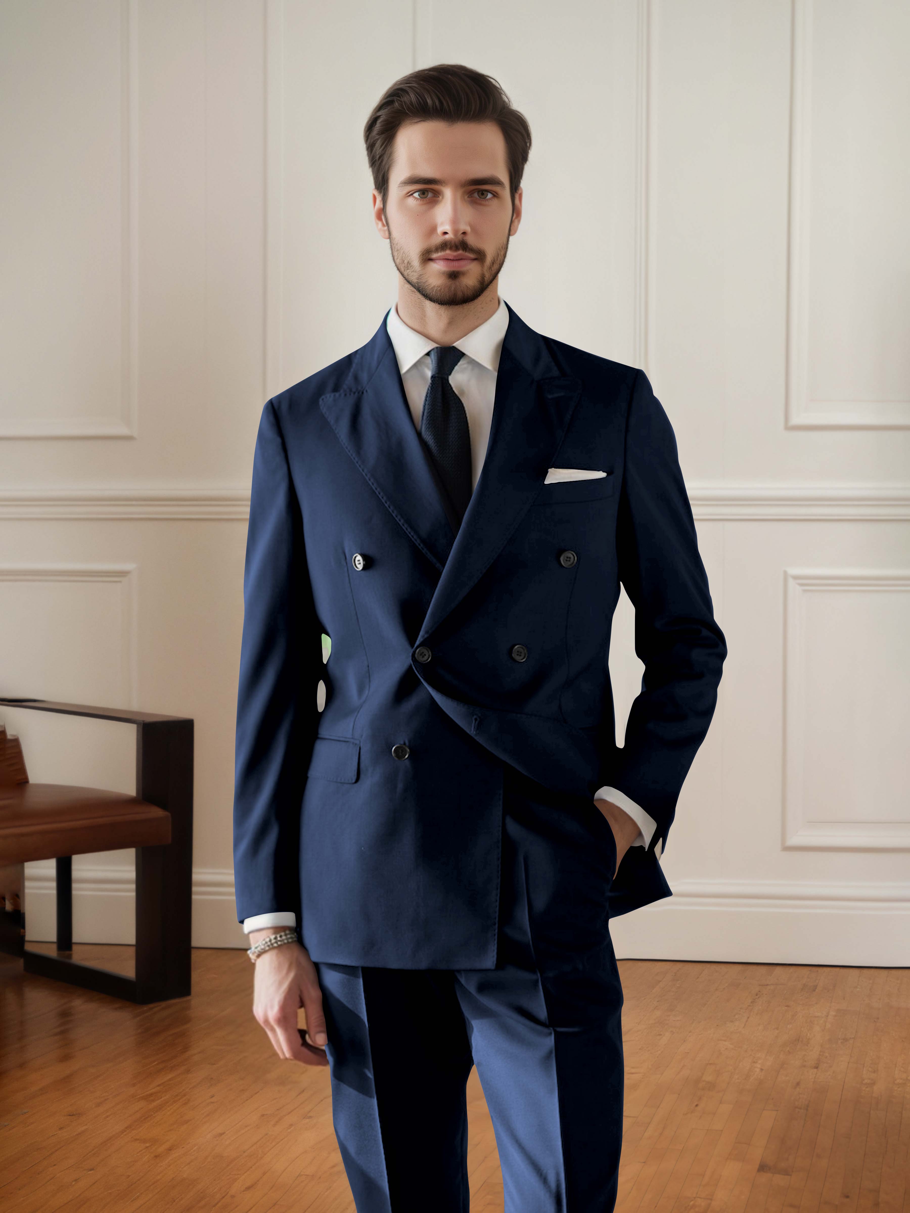 Handsome Men's Double Breasted 2 pieces Wedding & Business Suit