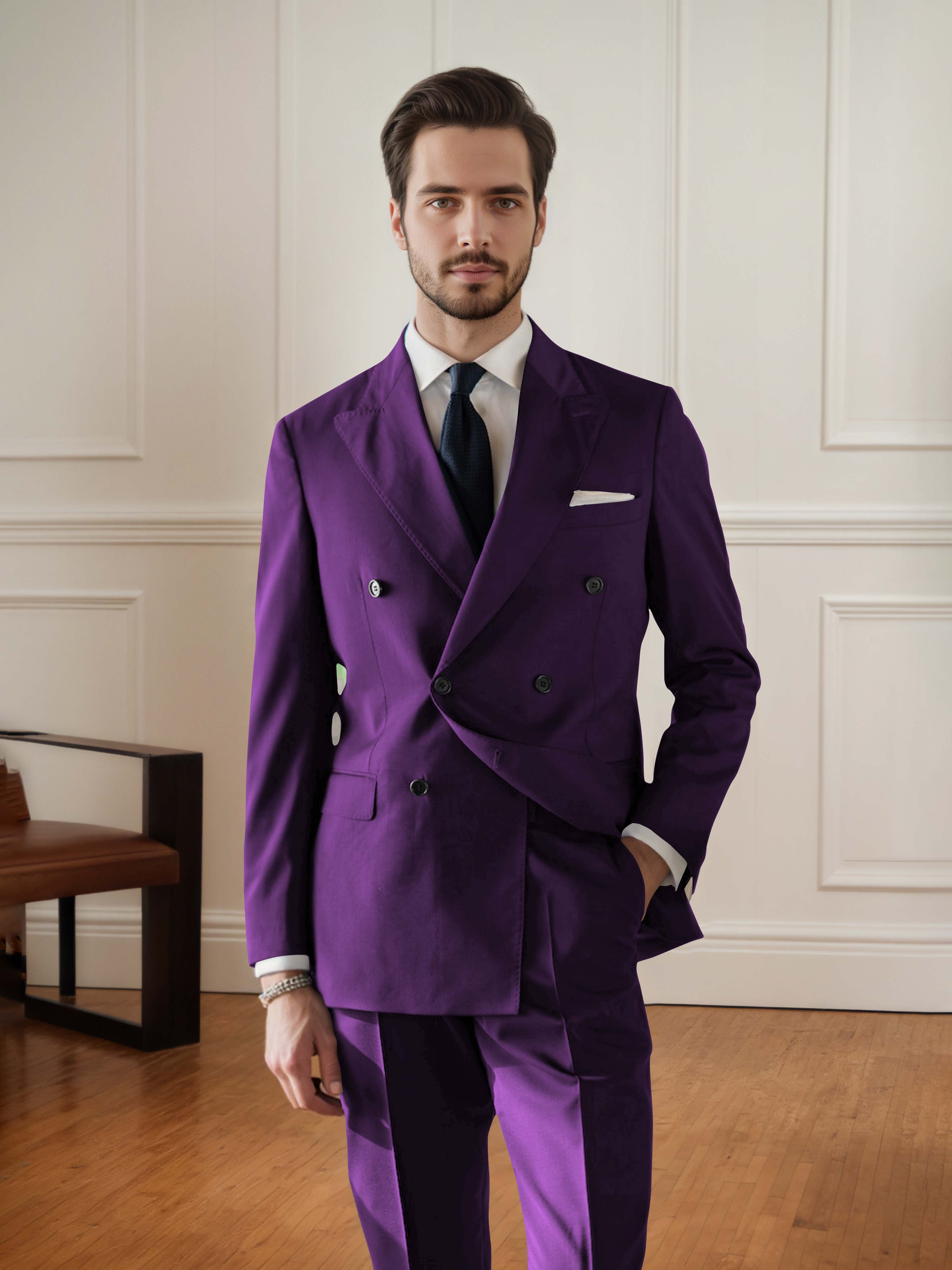 Handsome Men's Double Breasted 2 pieces Wedding & Business Suit