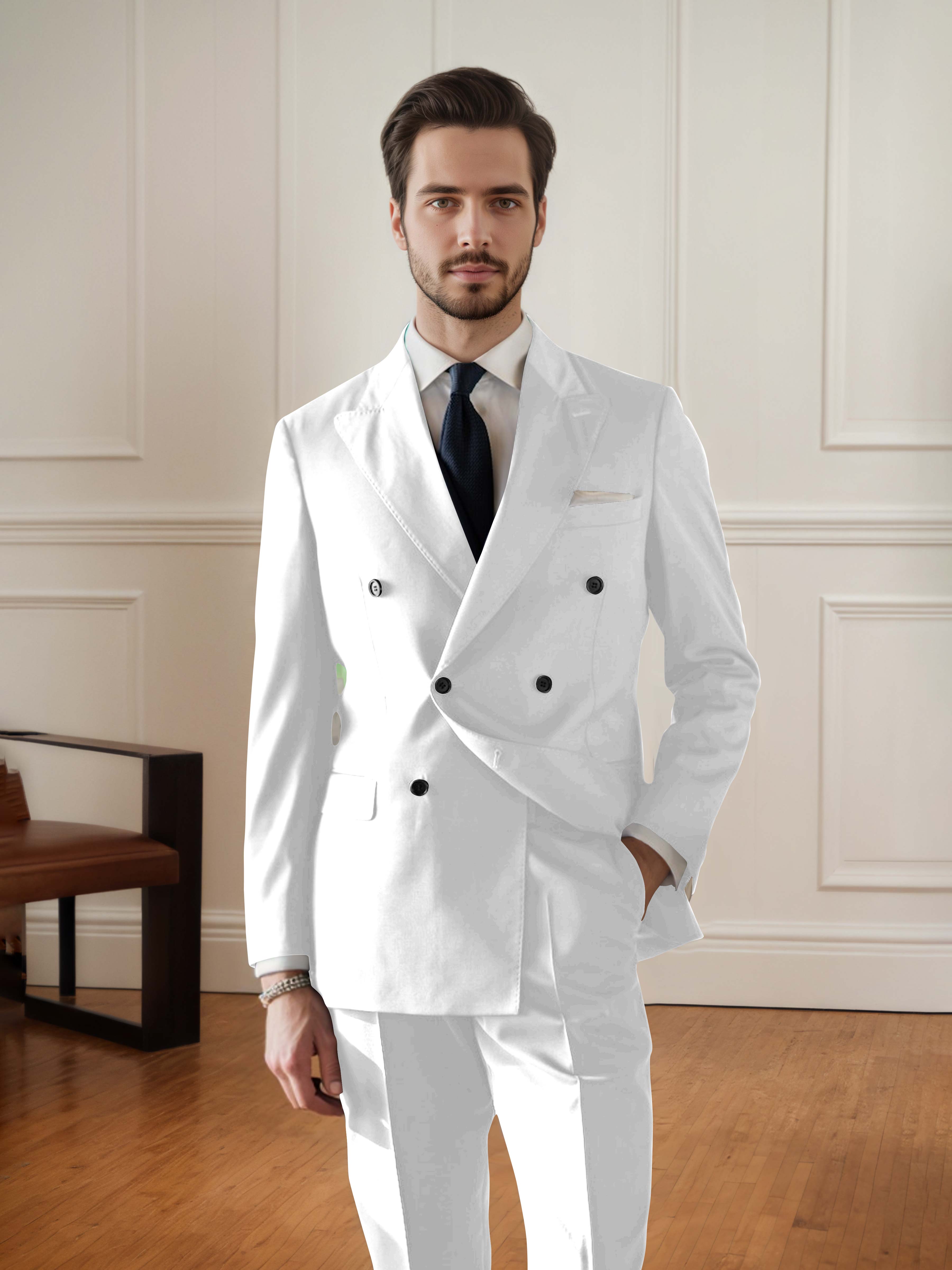 Handsome Men's Double Breasted 2 pieces Wedding & Business Suit