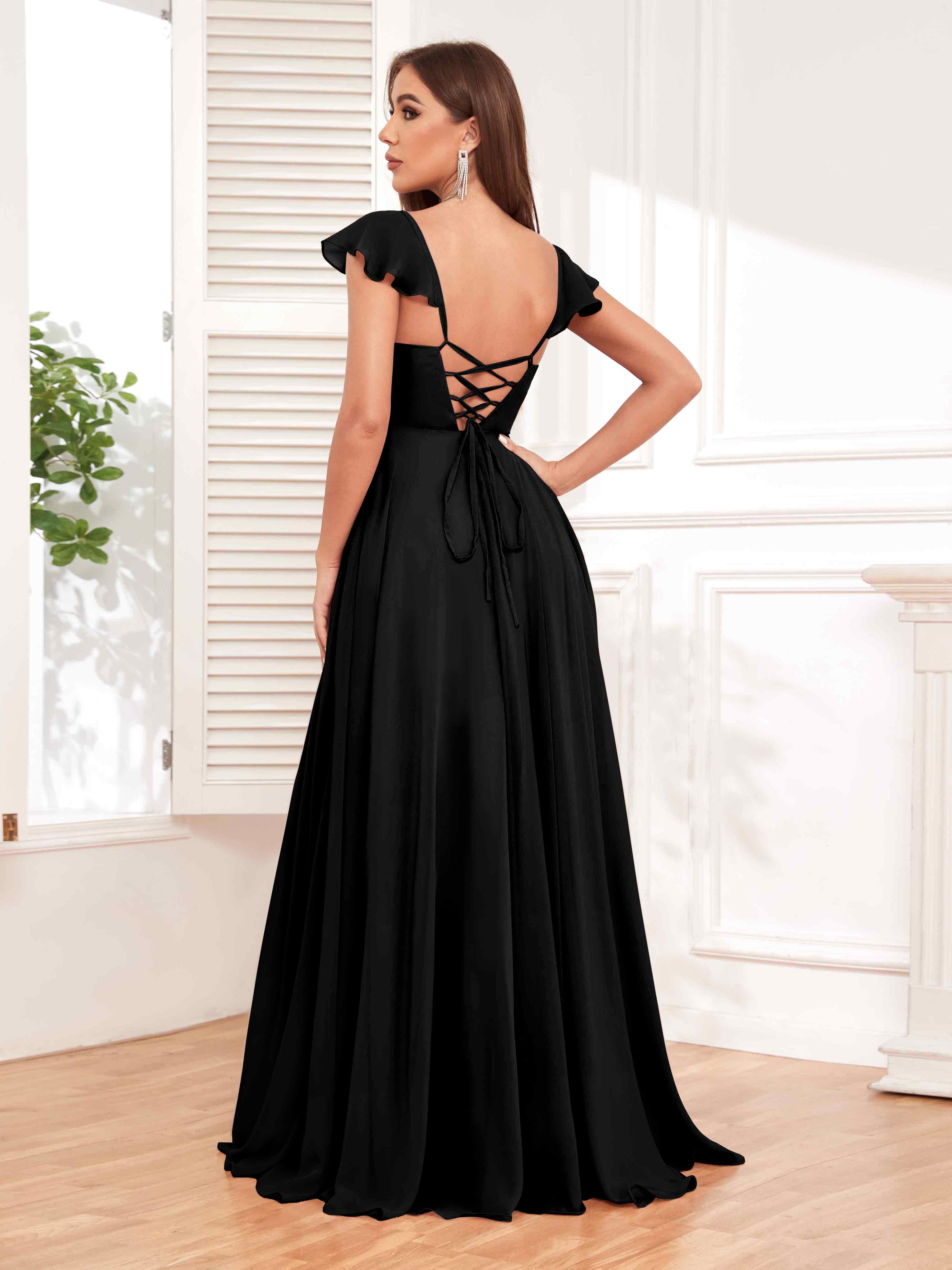 Black bridesmaid dresses with pockets hotsell