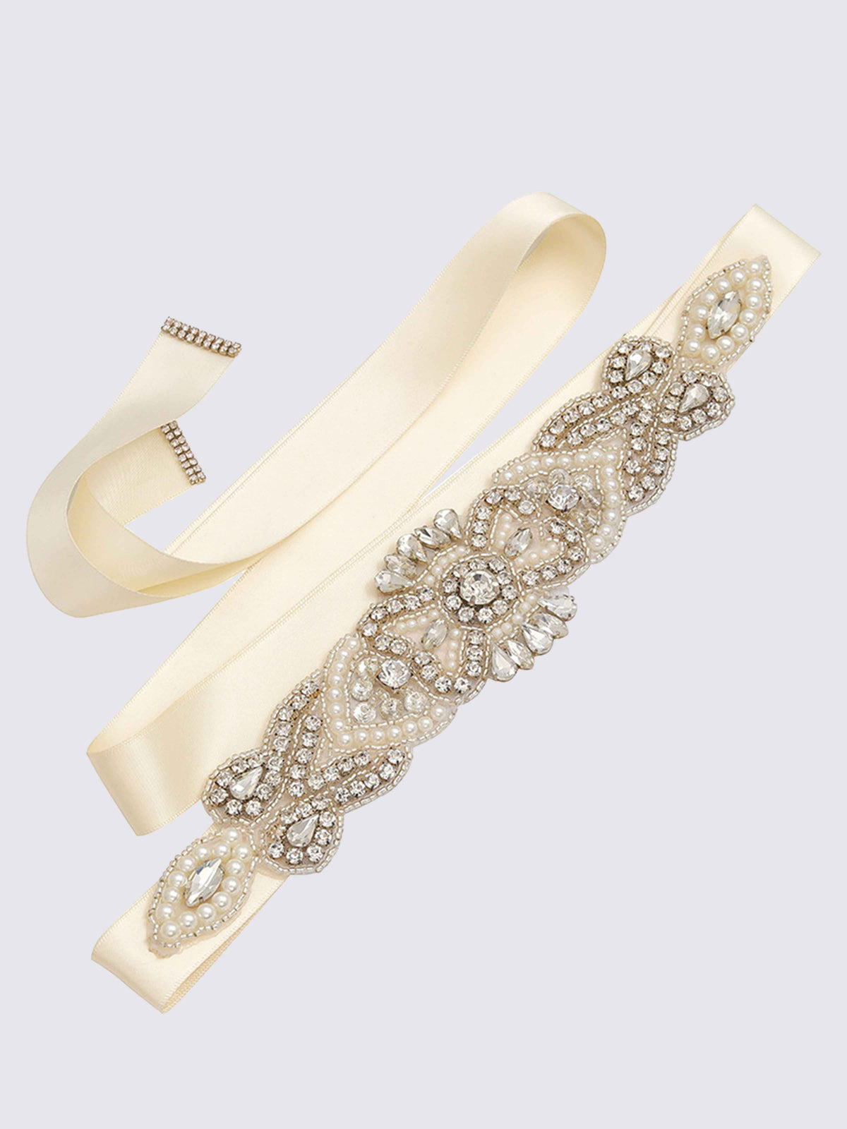 Vintage Crystal Pearl Waistband, Luxurious Ribbon Sash Belt UK