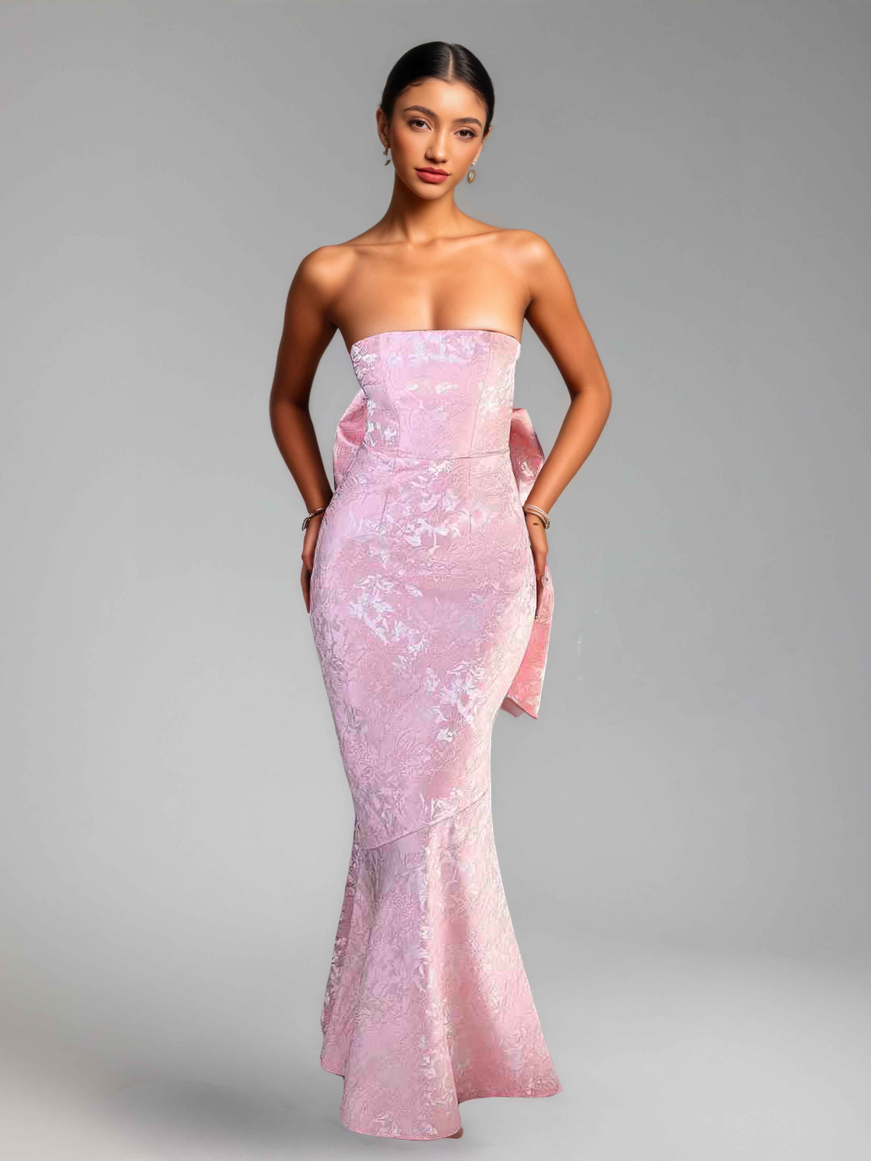 Laelithra Chic Mermaid Strapless Long Jacquard Prom Dresses