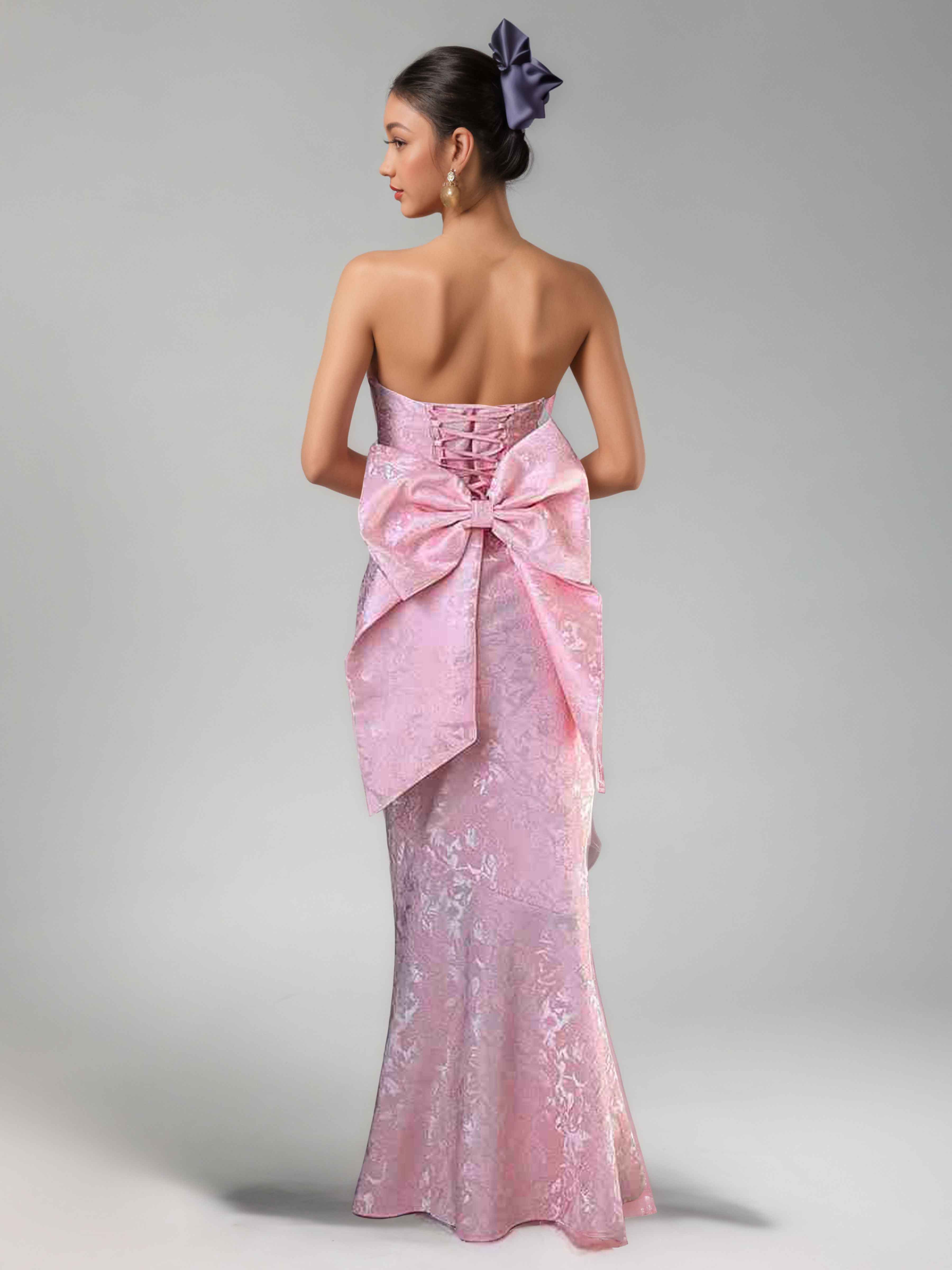 Laelithra Chic Mermaid Strapless Long Jacquard Prom Dresses