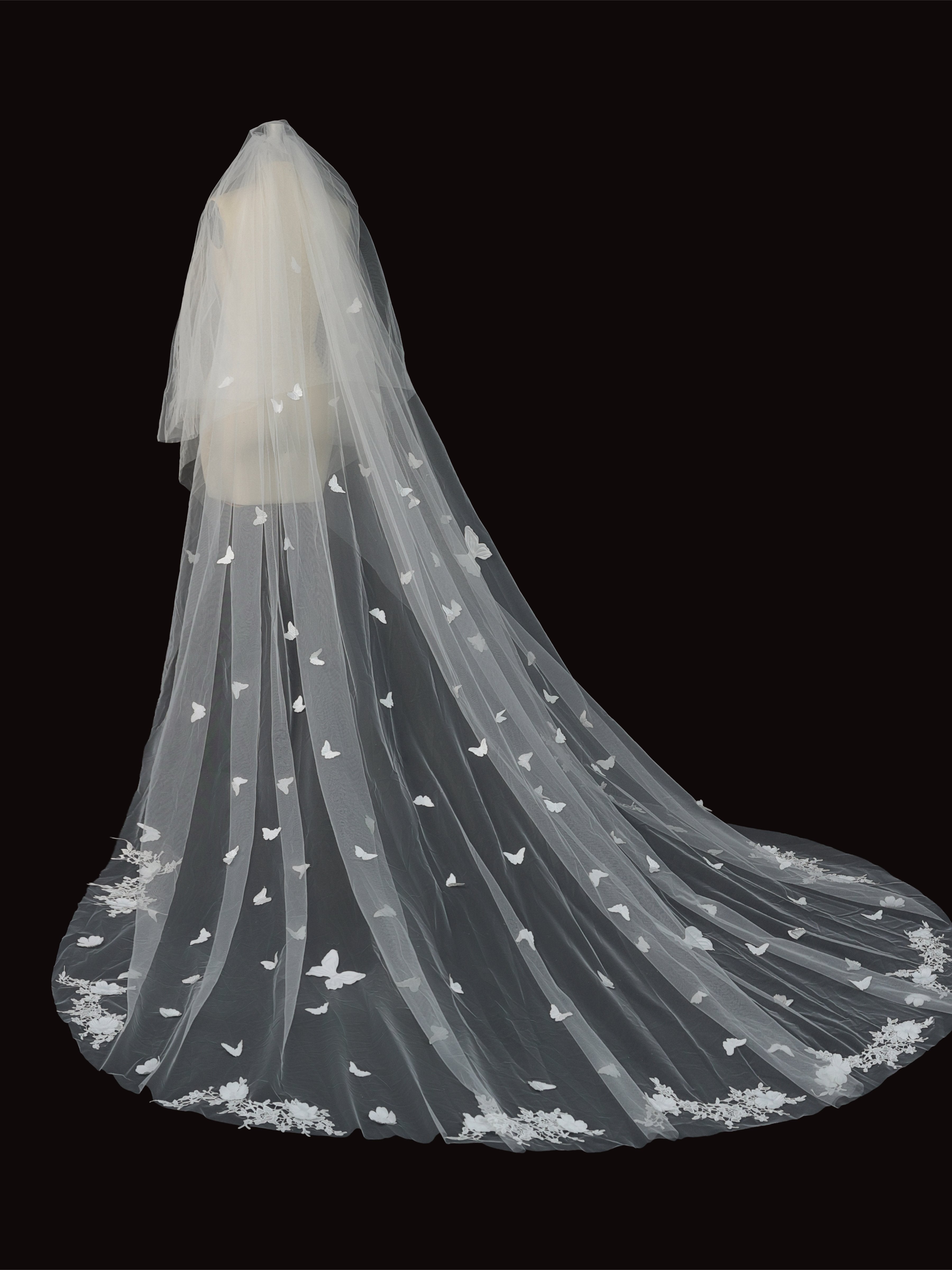 Long Butterfly Wedding Veil for Bride