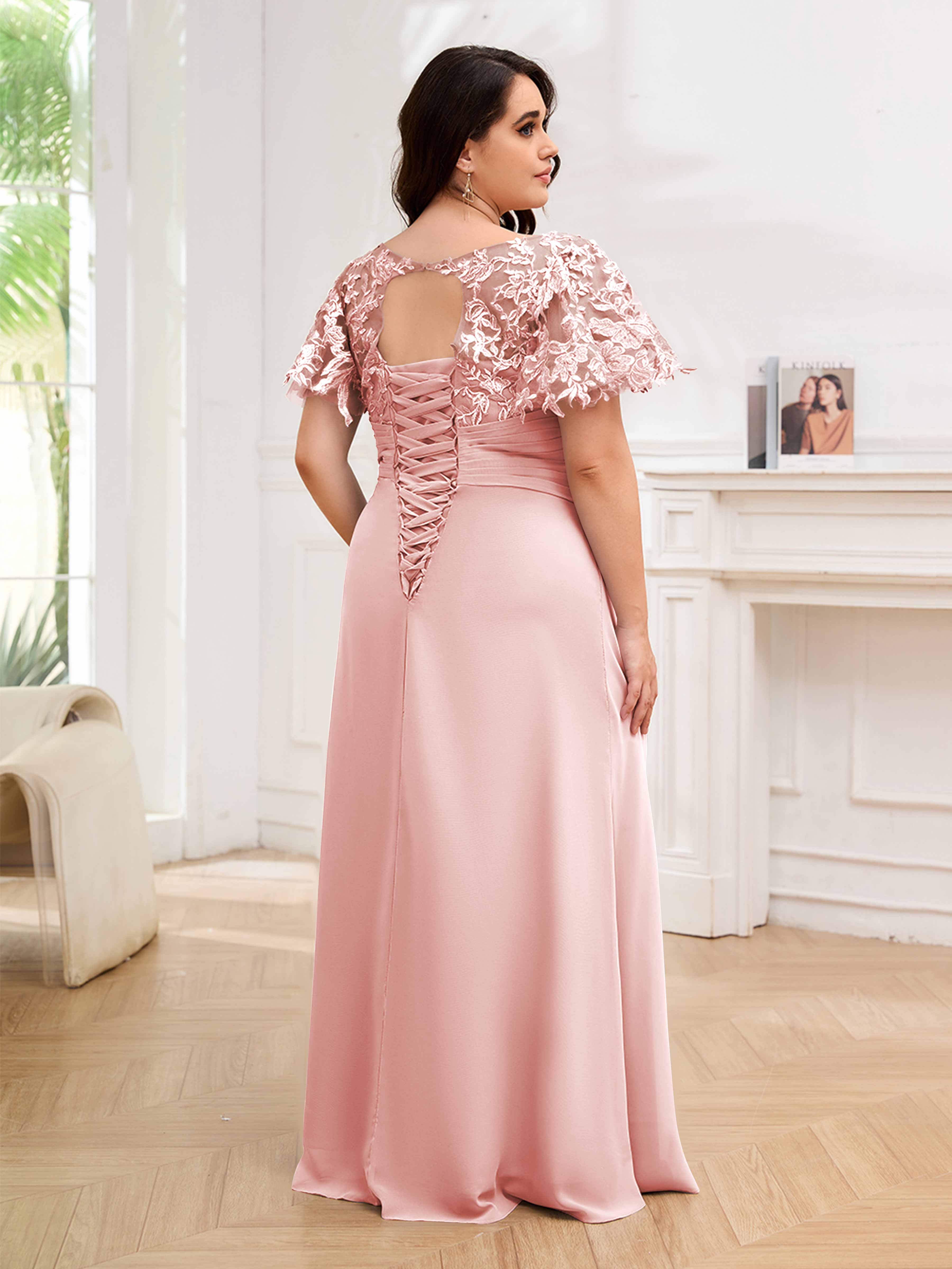 Pink mother of the bride dresses plus size best sale