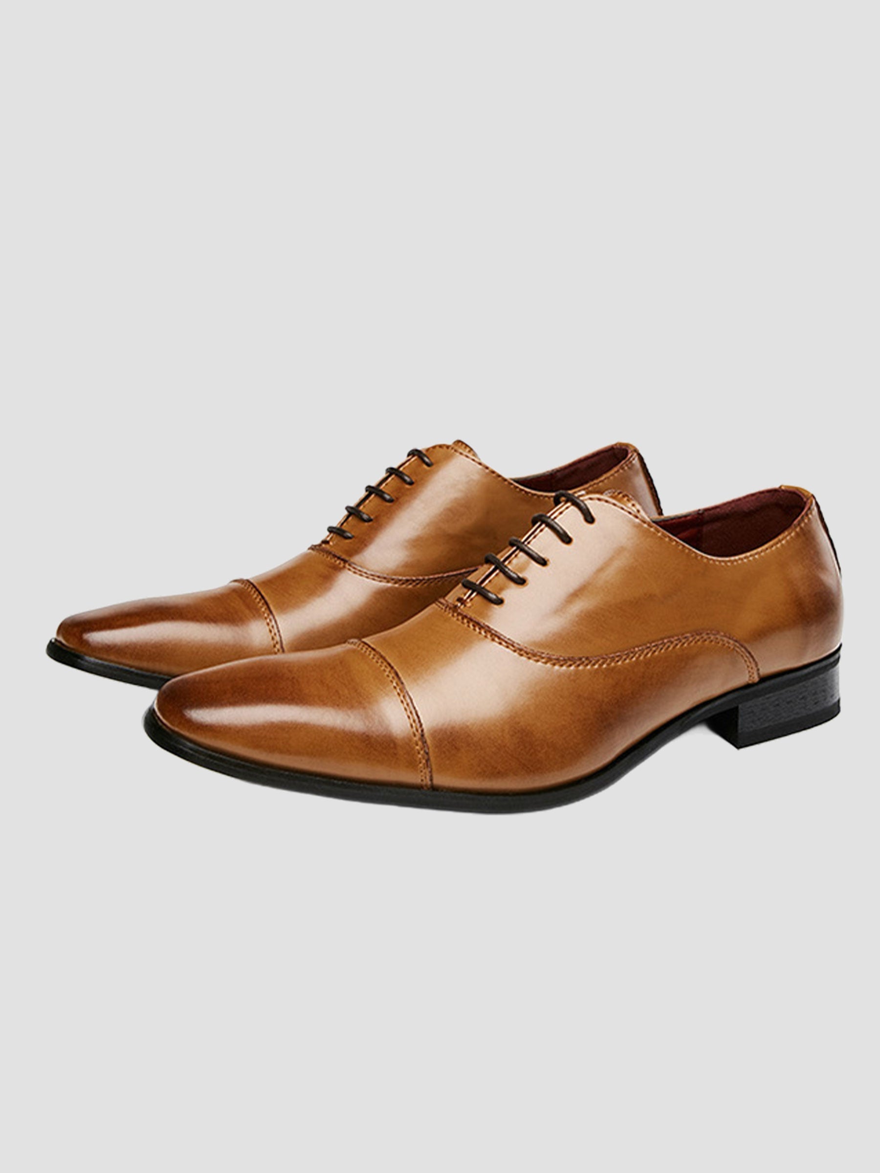 Men's Cognac Cap-Toe Oxford Dress Shoes UK