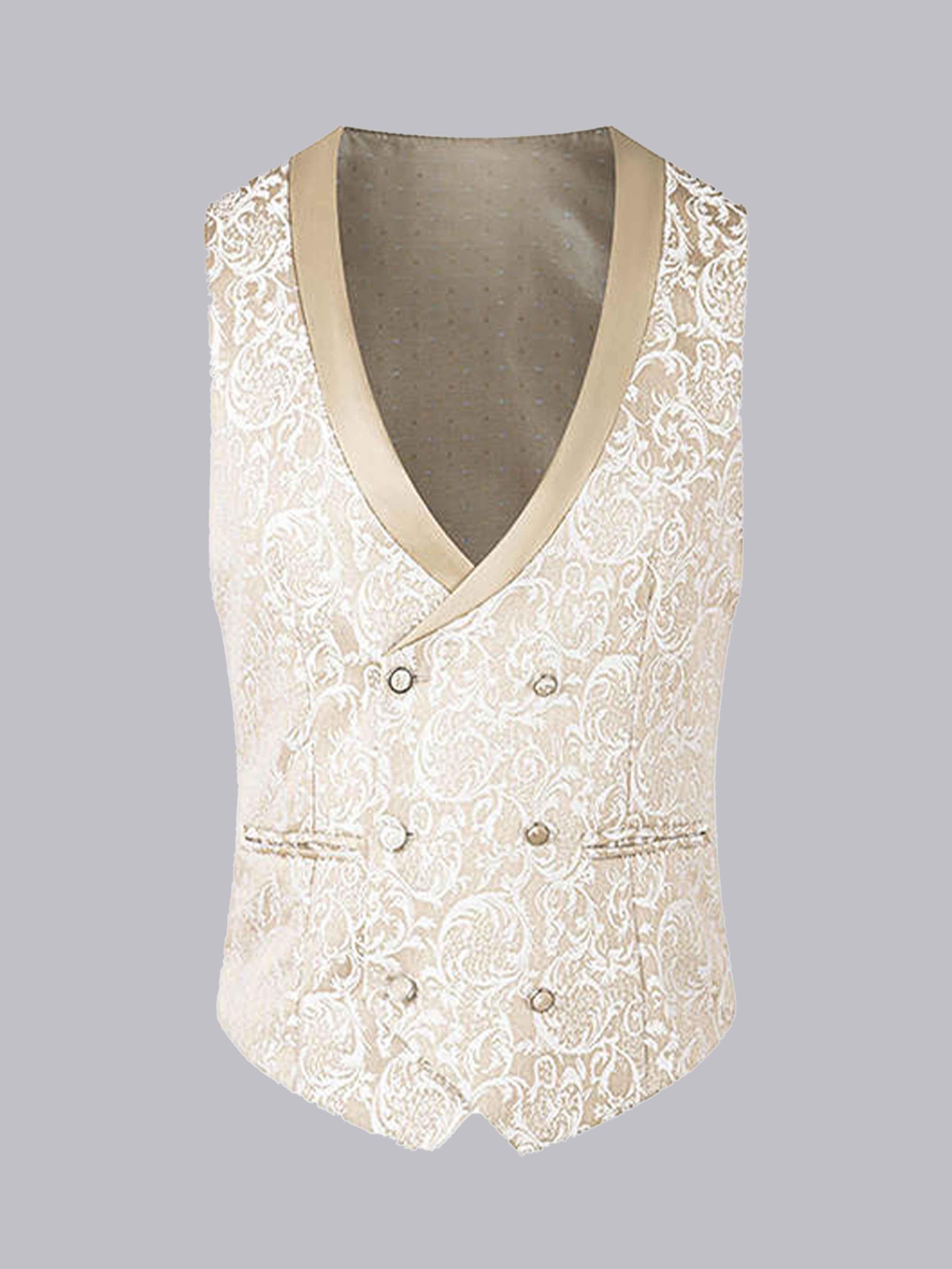 Men's Formal Jacquard Double Breasted Vest UK