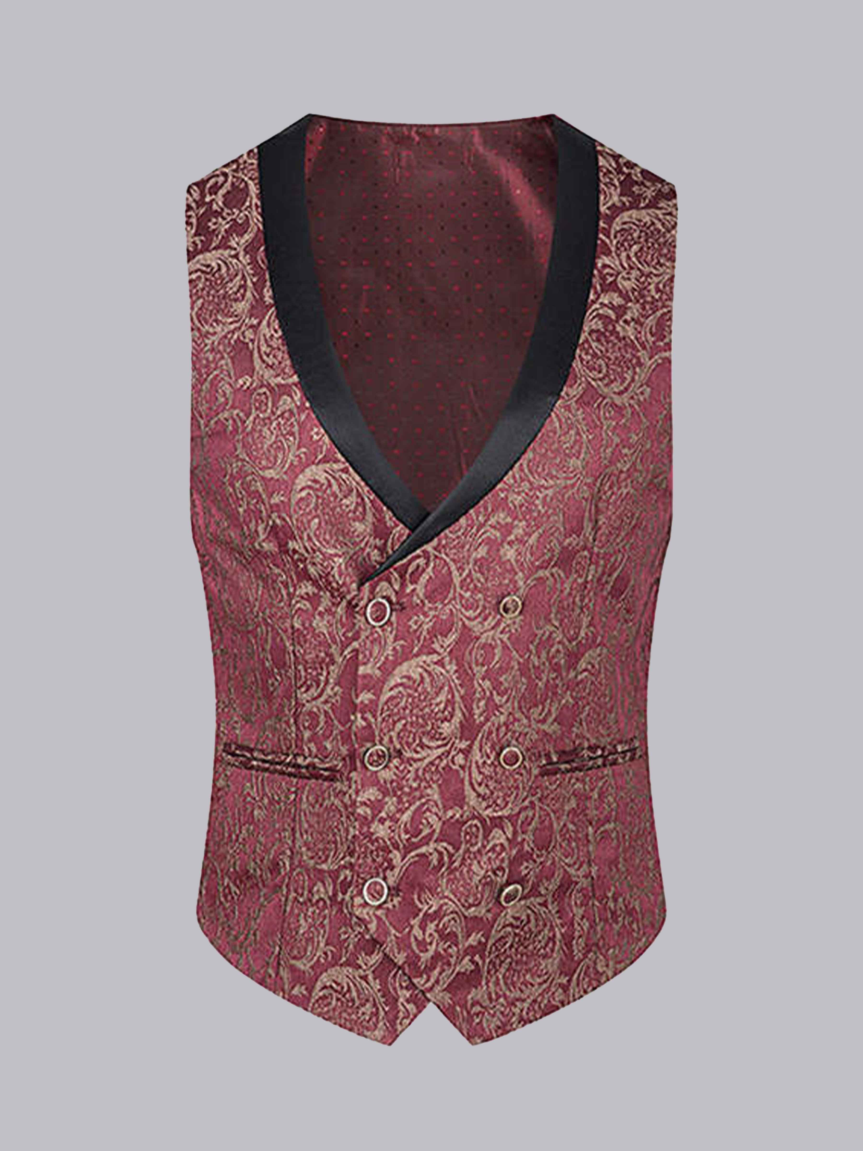 Men's Formal Jacquard Double Breasted Vest UK