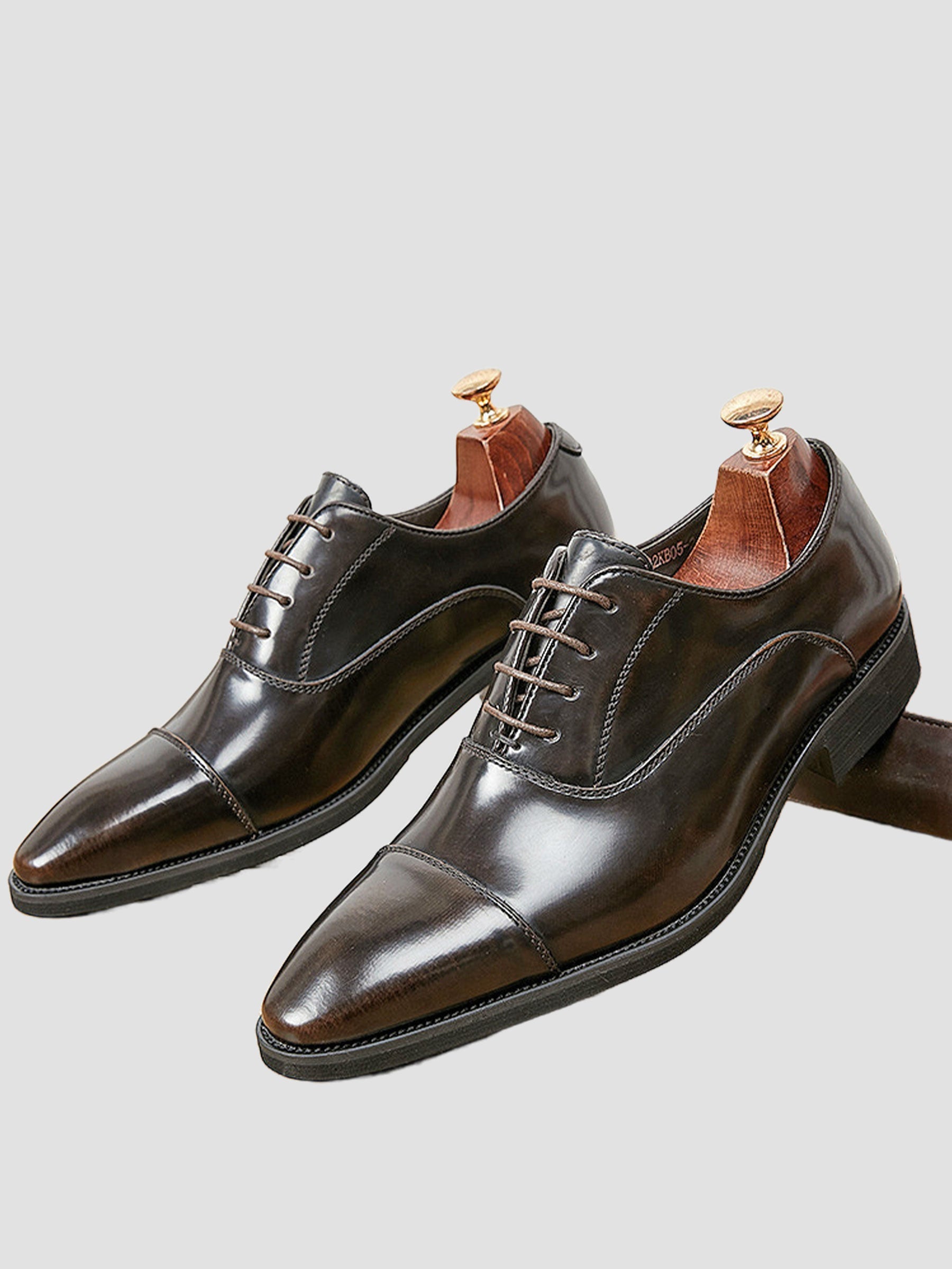 Men's Patent Leather Cap-Toe Oxford Dress Shoes UK