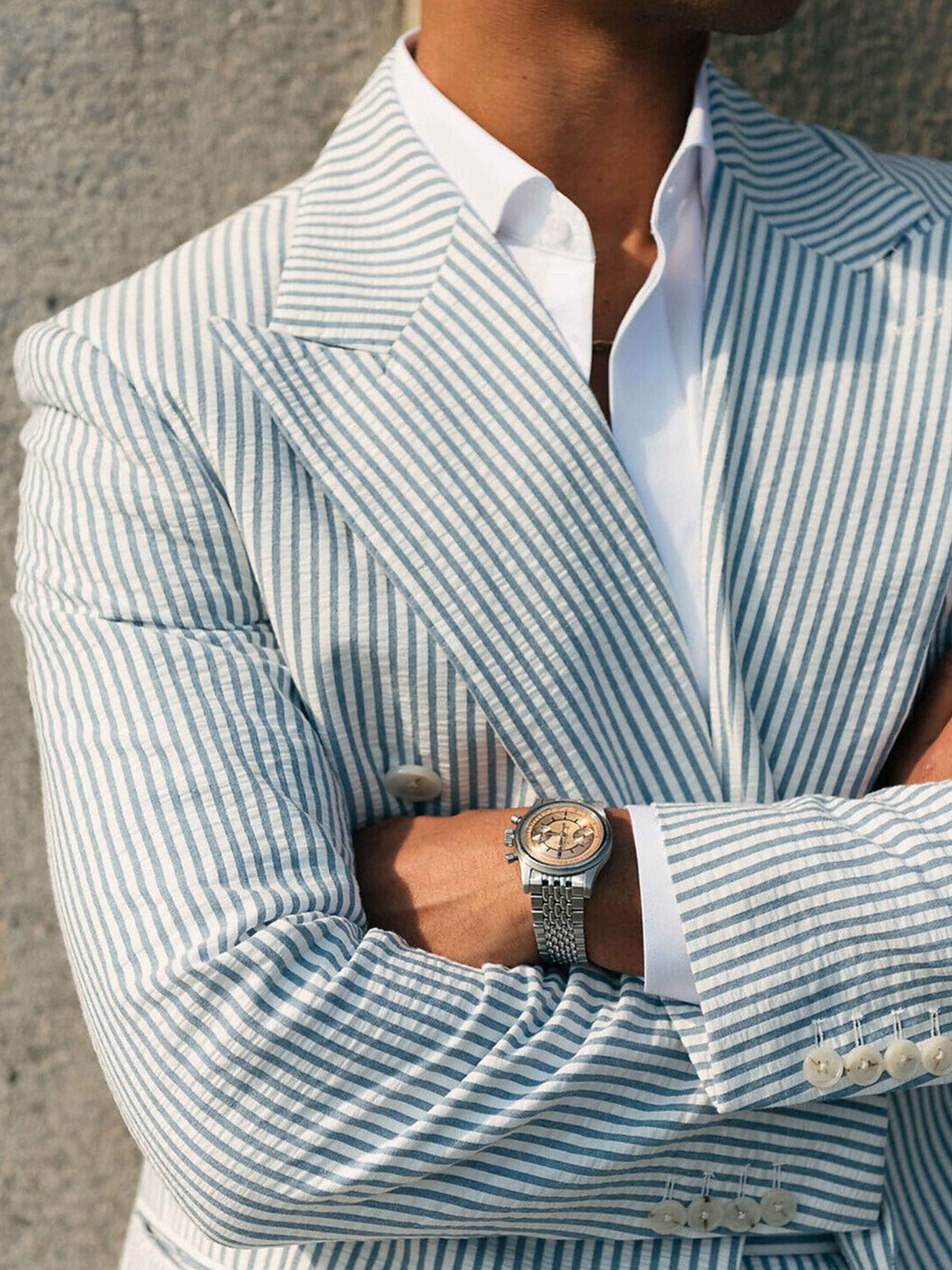 Men's Tailored Fit Double Breasted 2 Pieces Beach Wedding Suits