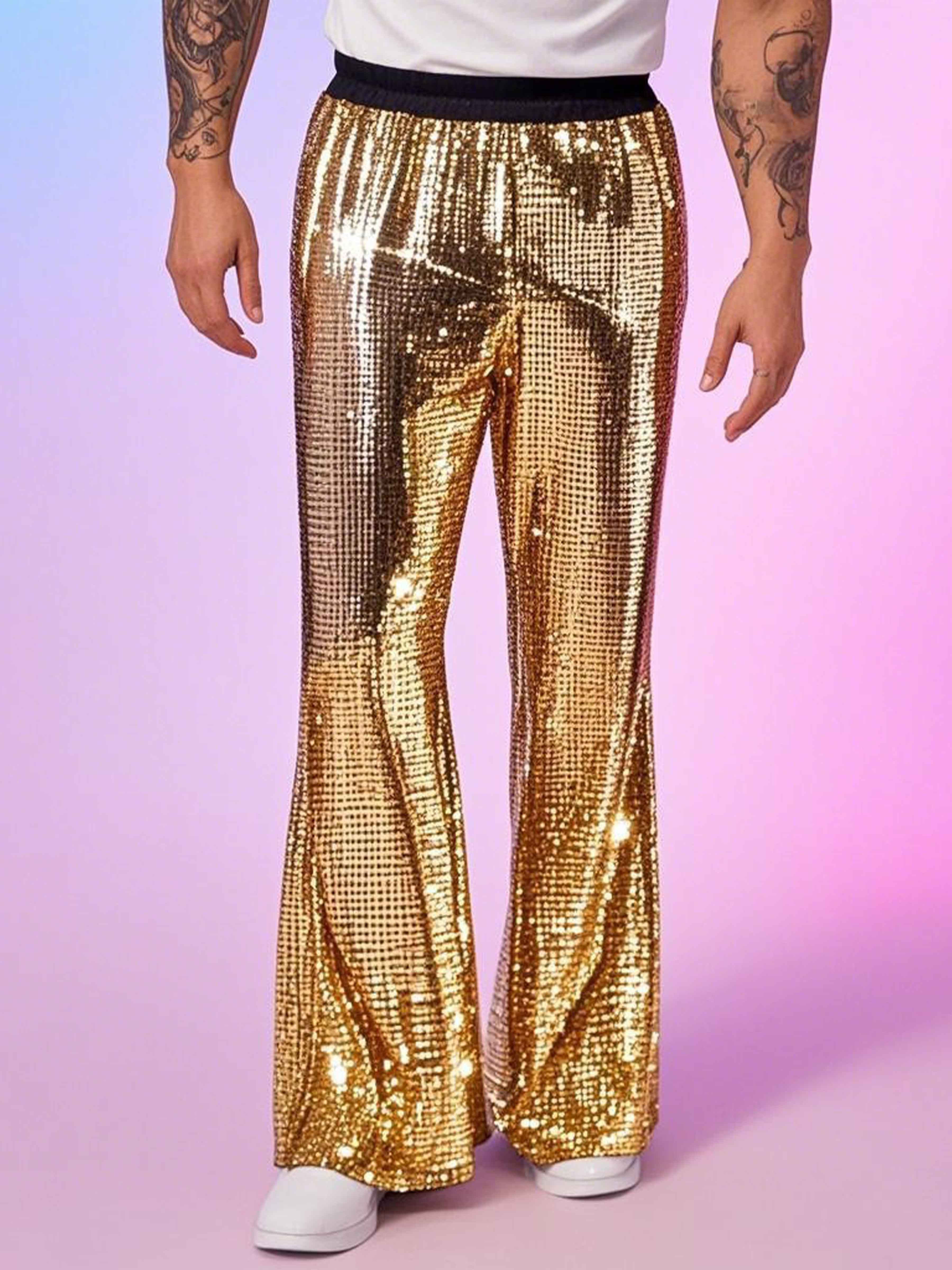 Men's Sequins Disco Party Trousers UK