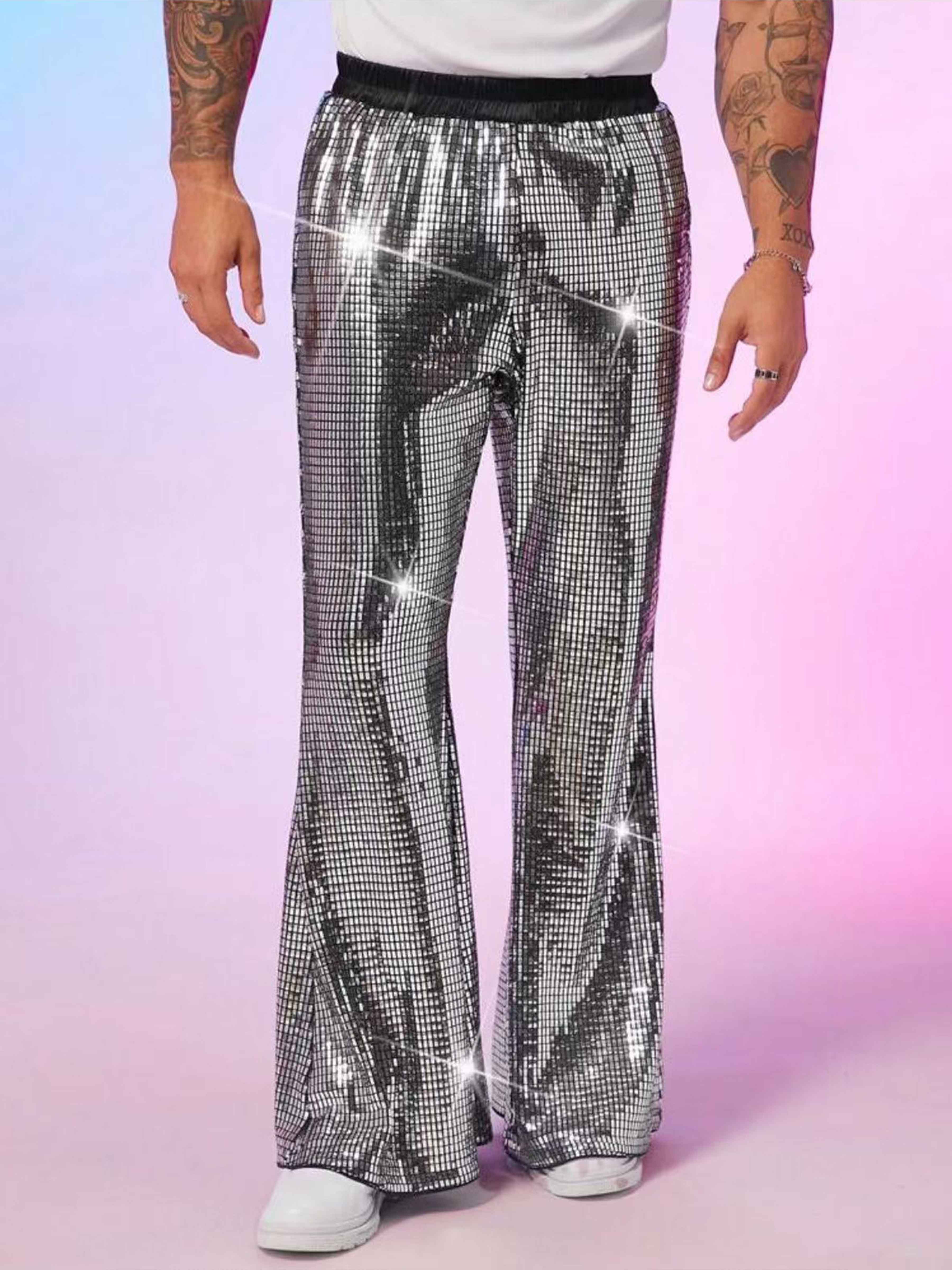 Men's Sequins Disco Party Trousers UK