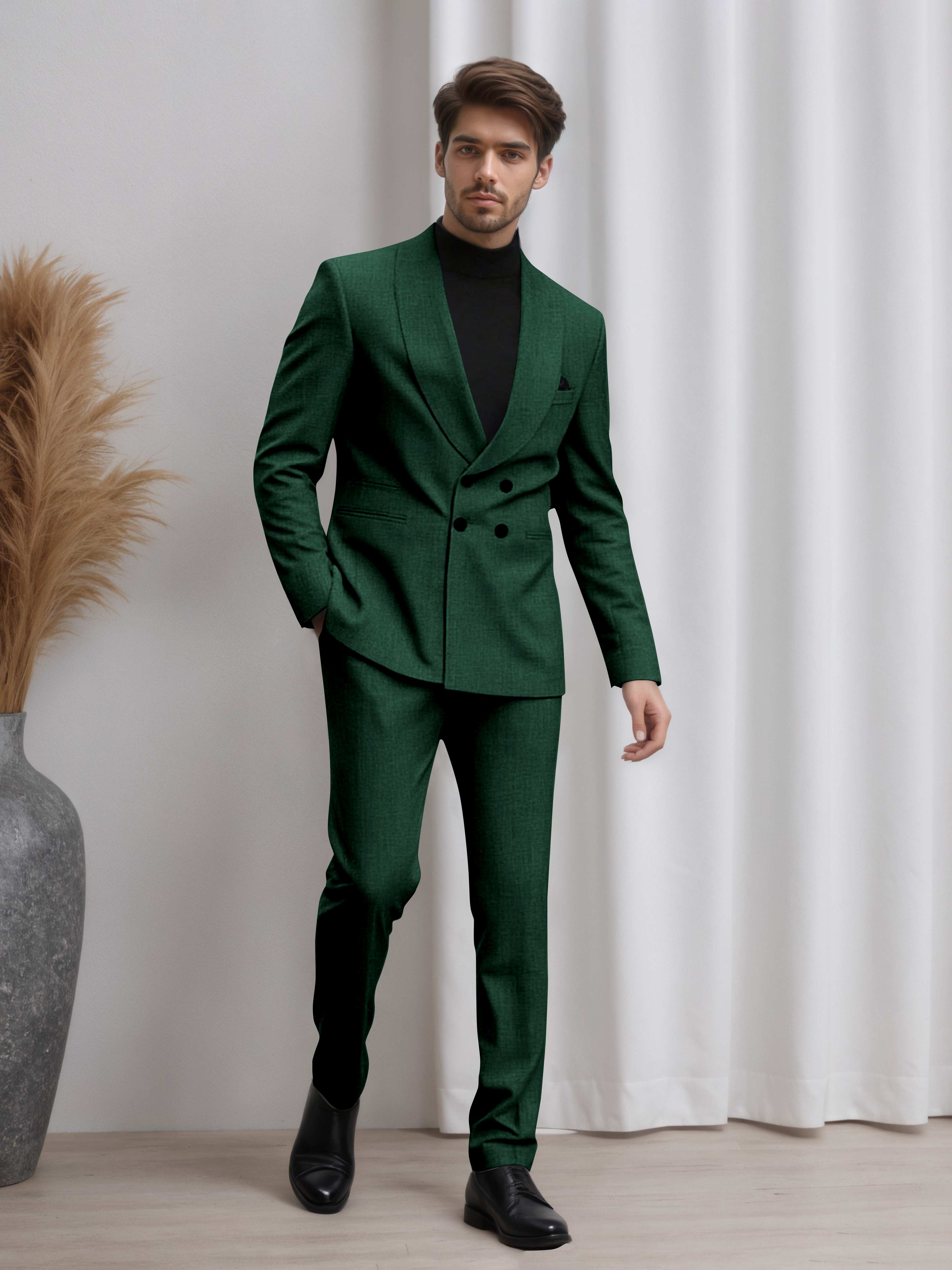 Men's Double Breasted 2 Pieces Shawl Lapel Suit for Business & Occasions