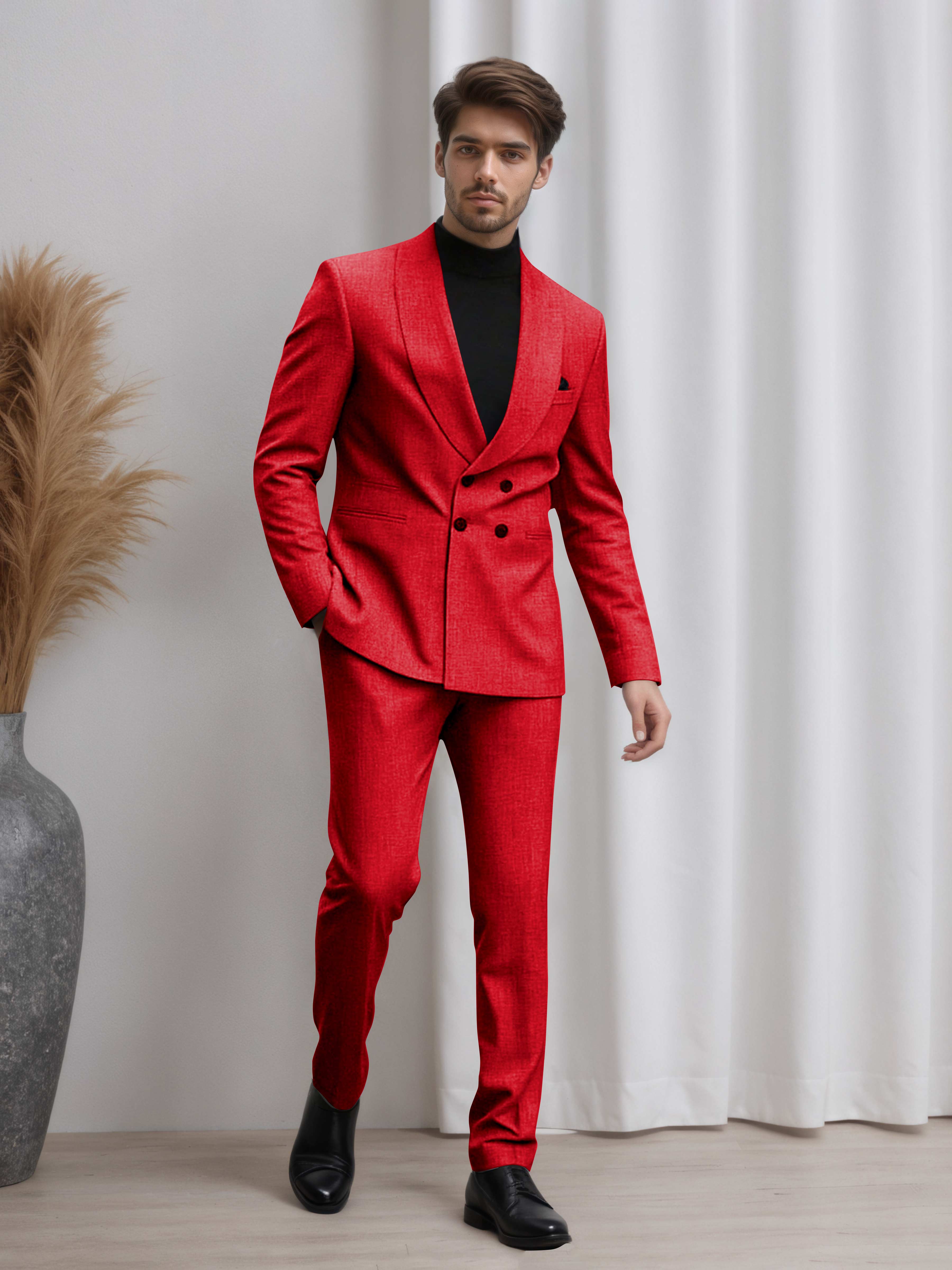 Men's Double Breasted 2 Pieces Shawl Lapel Suit for Business & Occasions