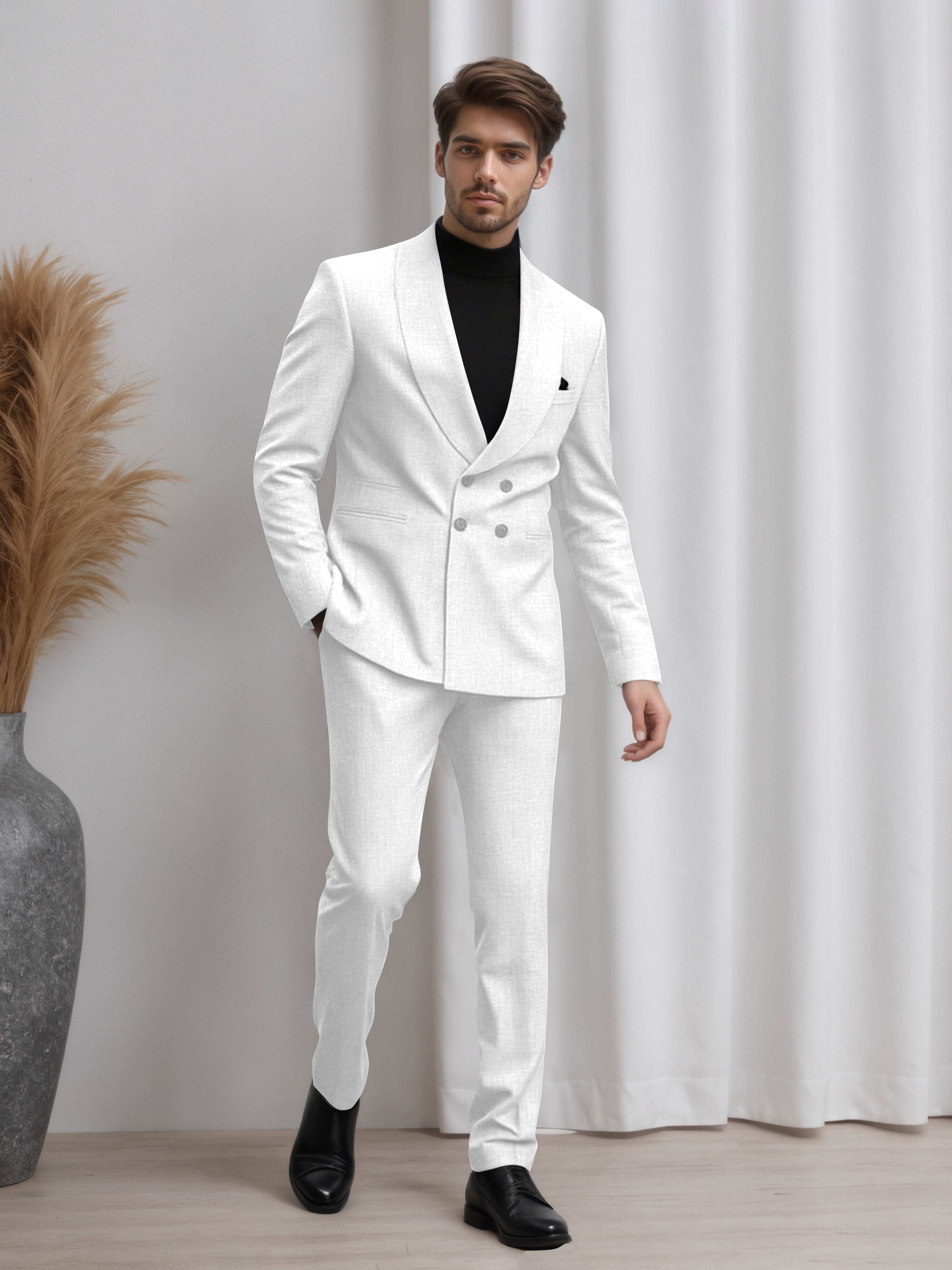 Men's Double Breasted 2 Pieces Shawl Lapel Suit for Business & Occasions