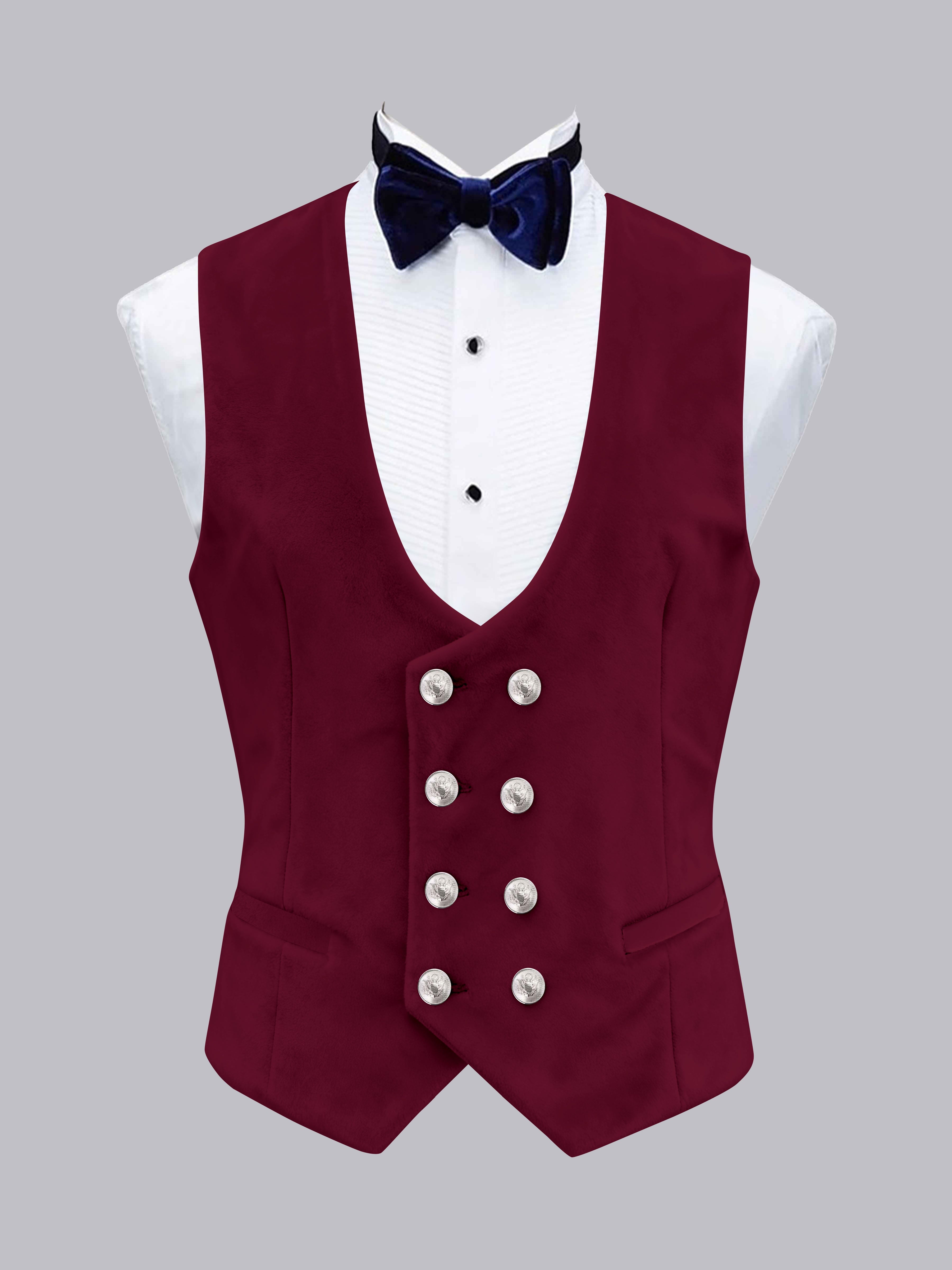 Men's Slim Fit Double Breasted Velvet Vest UK