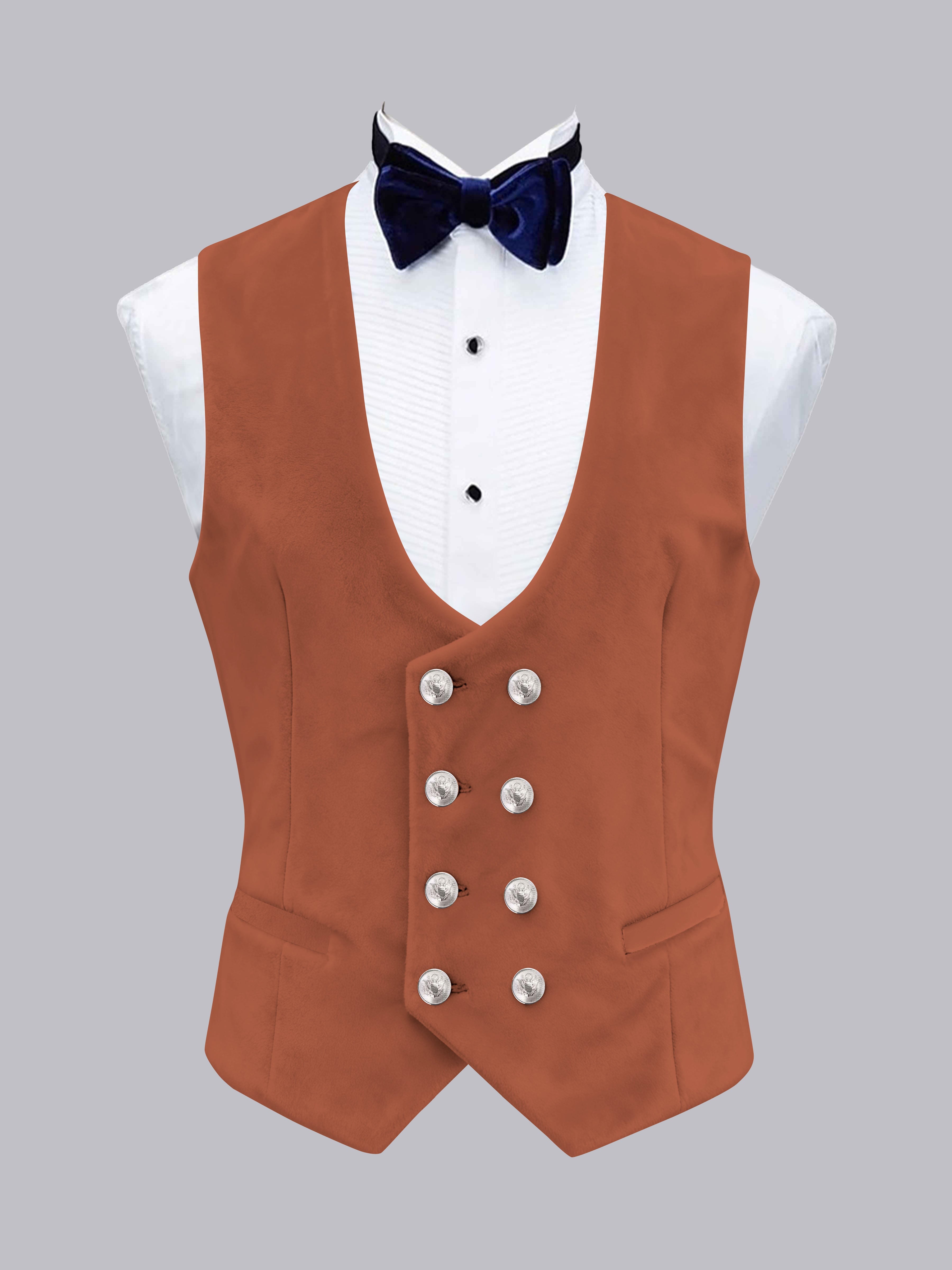 Men's Slim Fit Double Breasted Velvet Vest UK