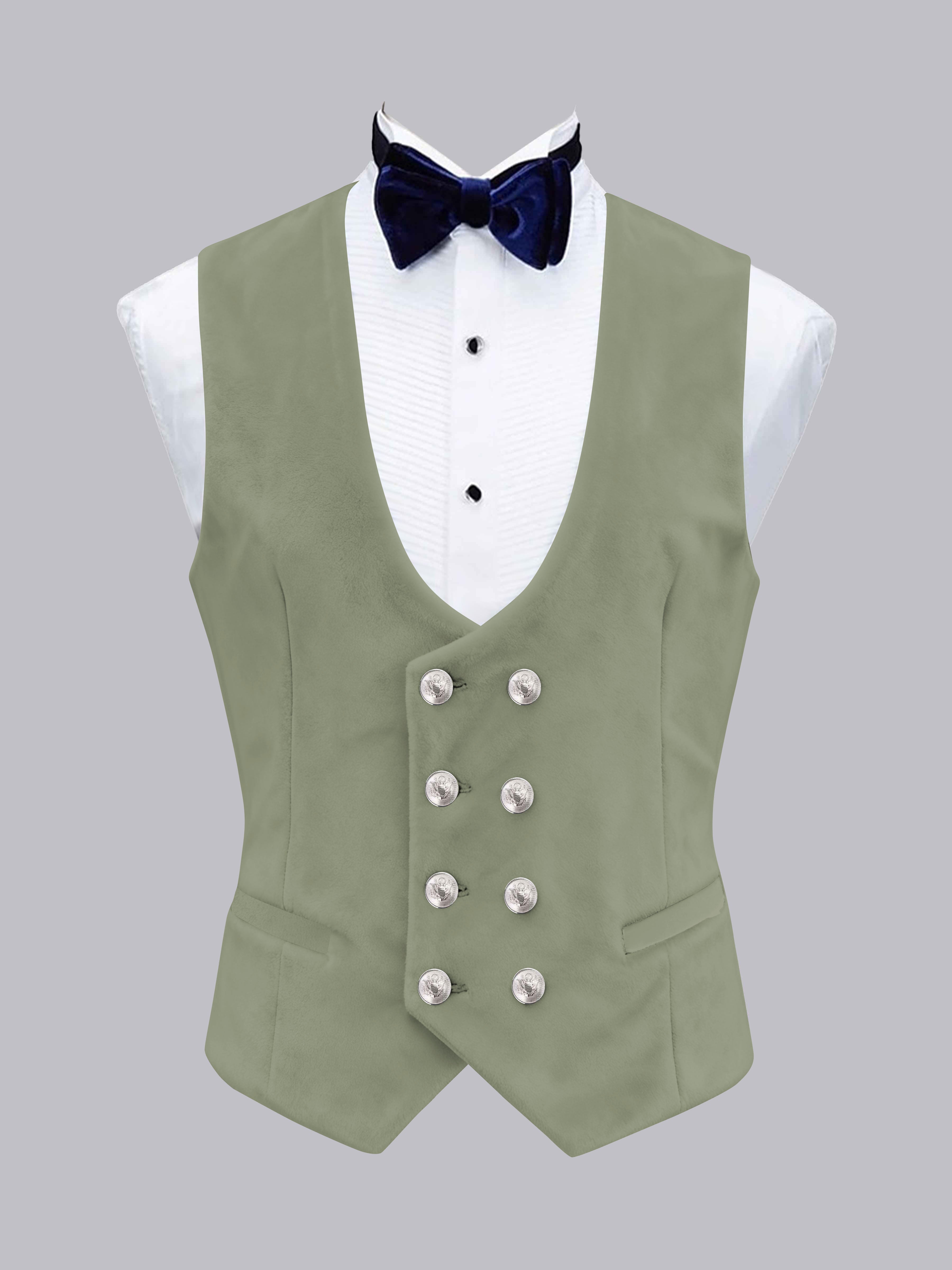 Men's Slim Fit Double Breasted Velvet Vest UK