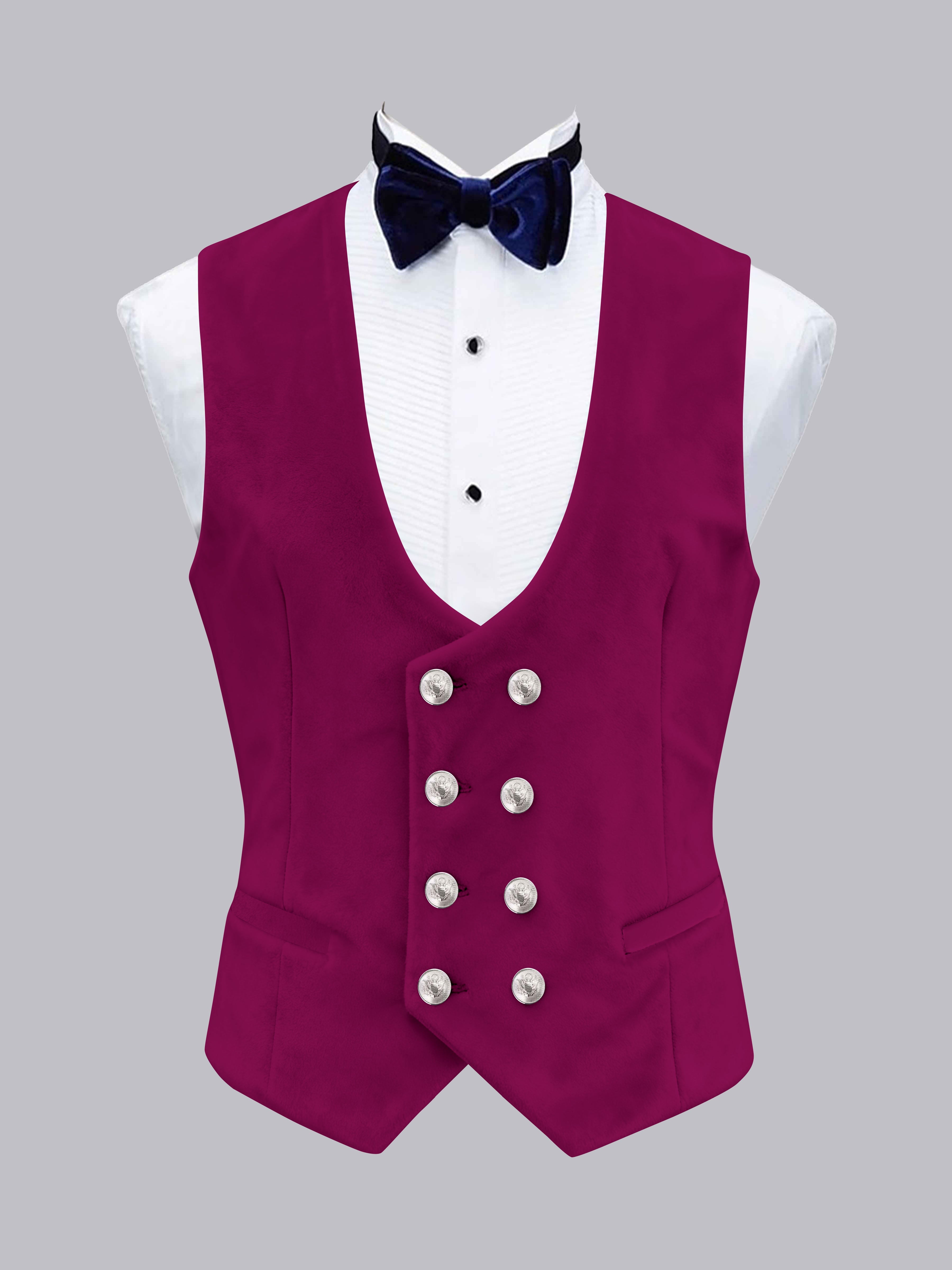 Men's Slim Fit Double Breasted Velvet Vest UK